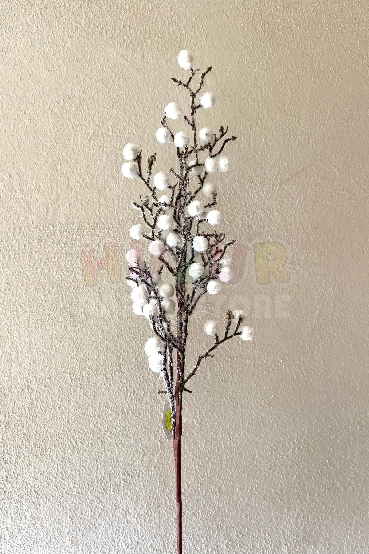 70 Cm Beyaz Kokinalı Kar Efektli Karlı Dallı Büyük Yapay Çiçek Yılbaşı Çam Ağacı Yeni Yıl Çiçeği