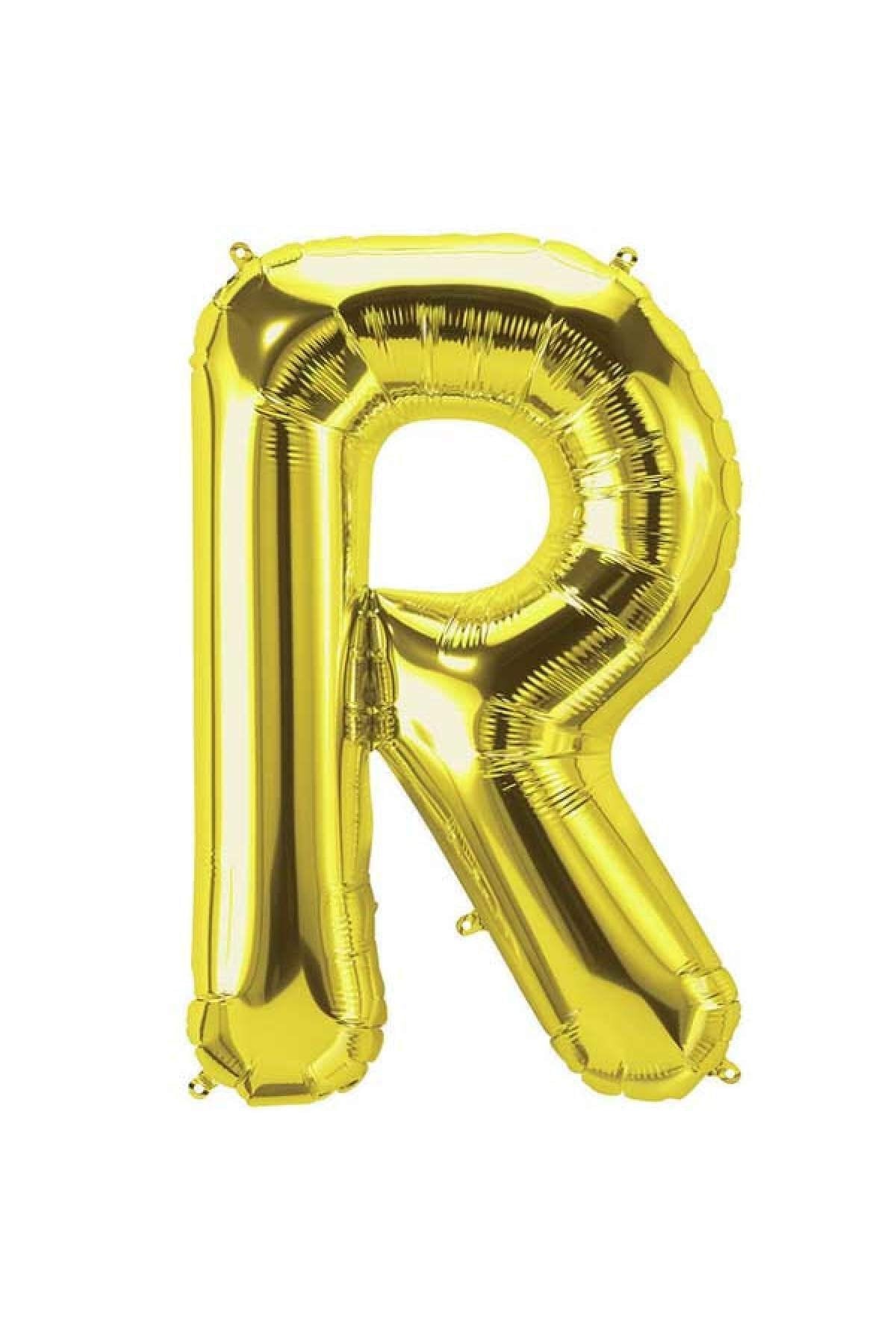 75 Cm Gold Orta Boy Sarı Folyo Balon 34 Inç Altın R Harfi