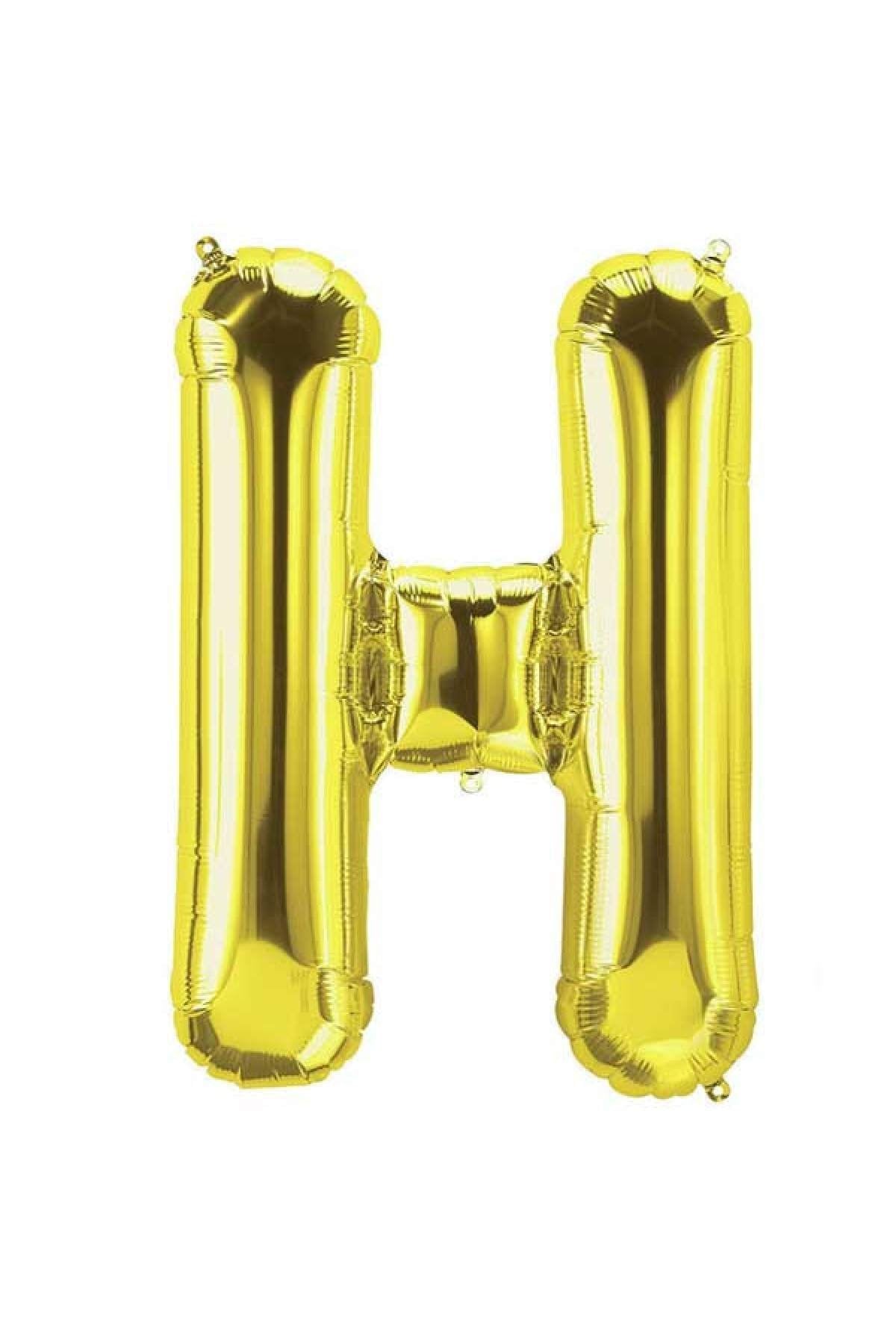 75 cm Gold Orta Boy Sarı Folyo Balon 34 Inç Altın H Harfi