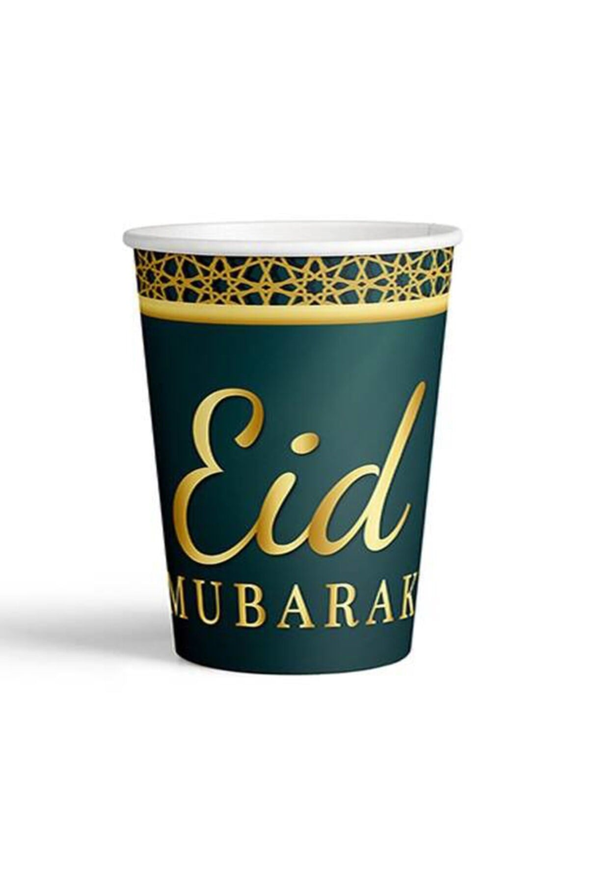 8 Li Ramazan Bayramı Karton Bardak 8x9 Cm Dayanıklı Eid Mubarak Temalı Muslim Dini Islami Süsü