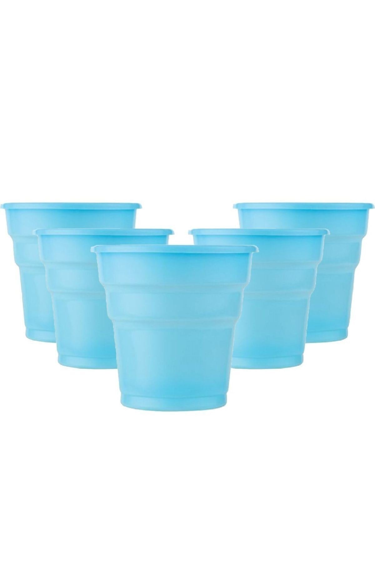 Açık Mavi Renk 25 Li Plastik Bardak 180 Cc 7 Oz Sert Doğum Günü Partisi Meşrubat Bardağı