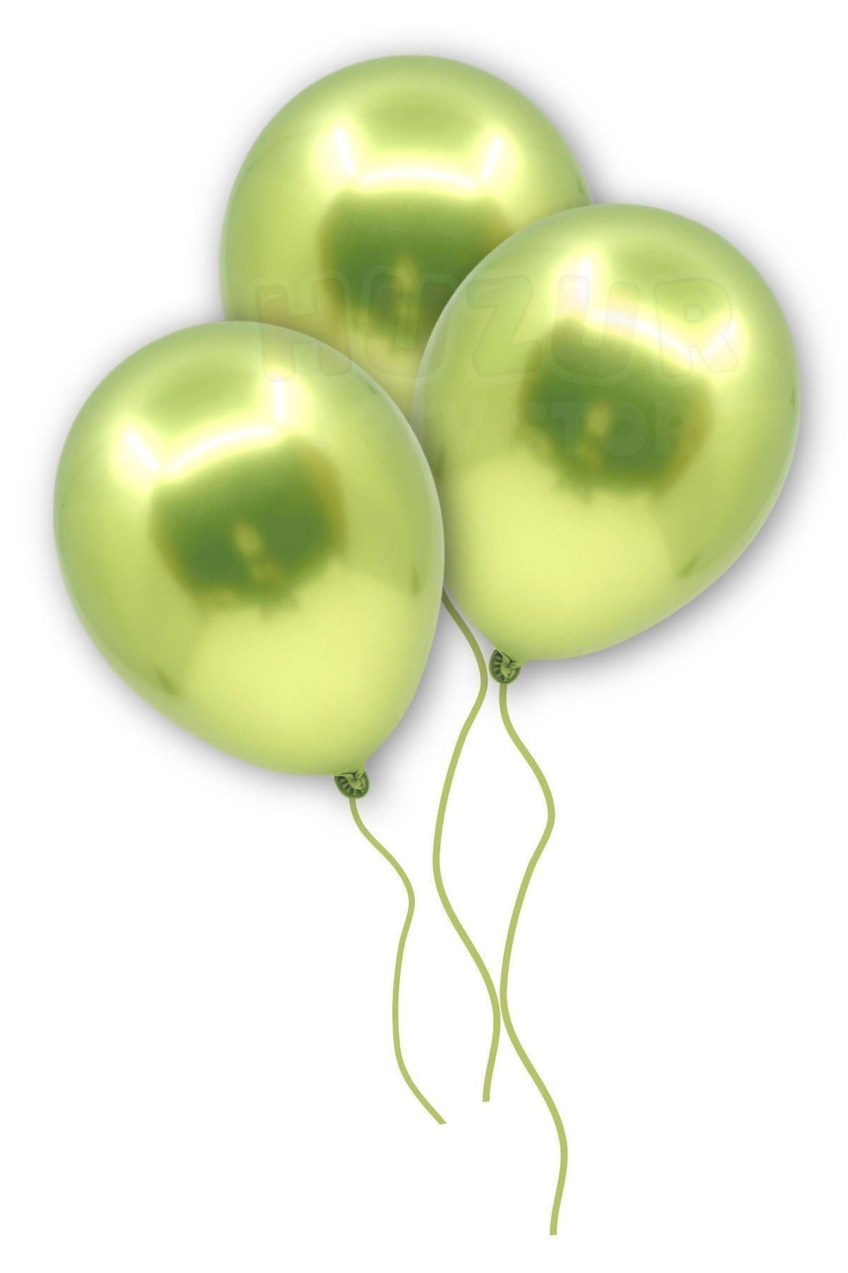 Açık Yeşil Renkli Krom Balon 10 Adet 30cm Çok Parlak Canlı Parti Safari Hayvanları Doğum Günü Balonu