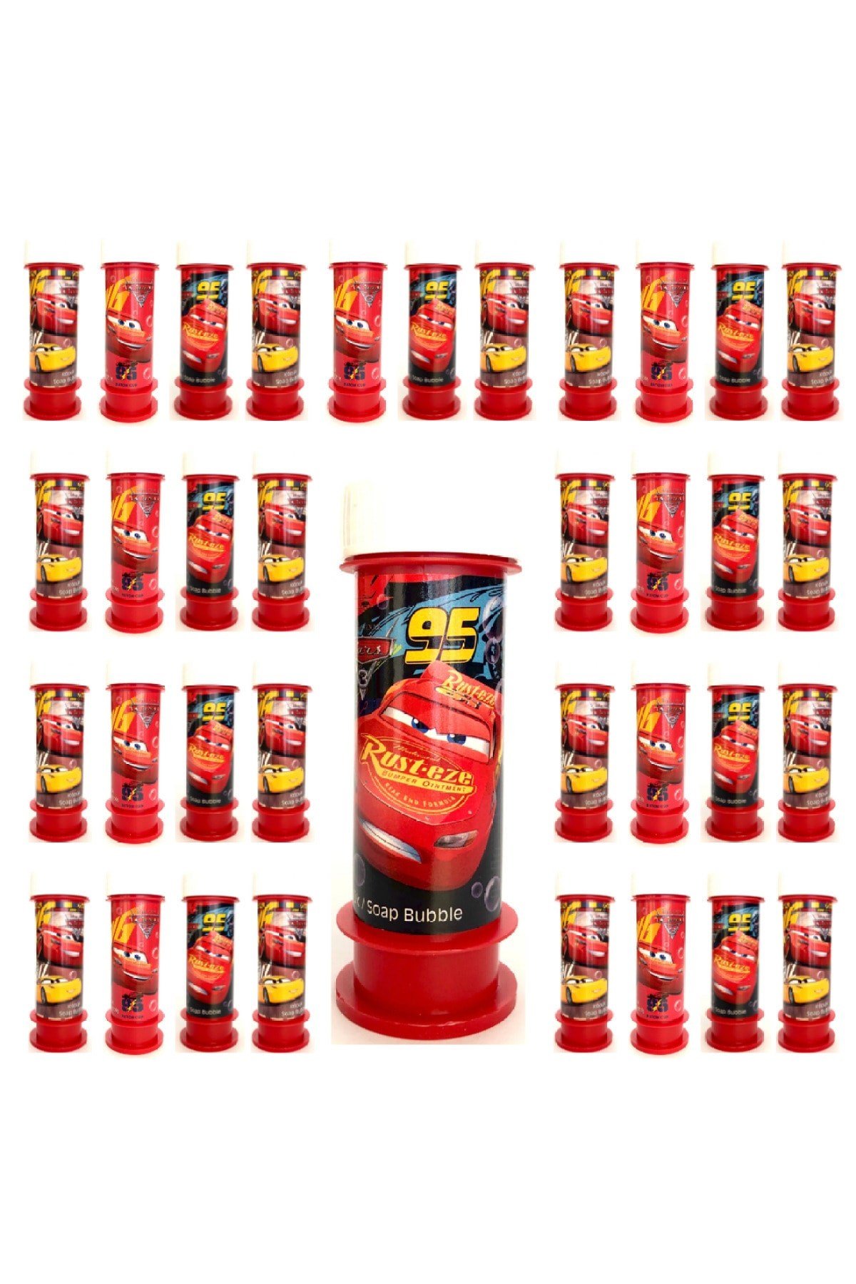 Arabalar Temalı Cars Şimşek Mcqueen 36'lı Köpük Balon Arabalar Figürlü Köpük Baloncuk 60 ml