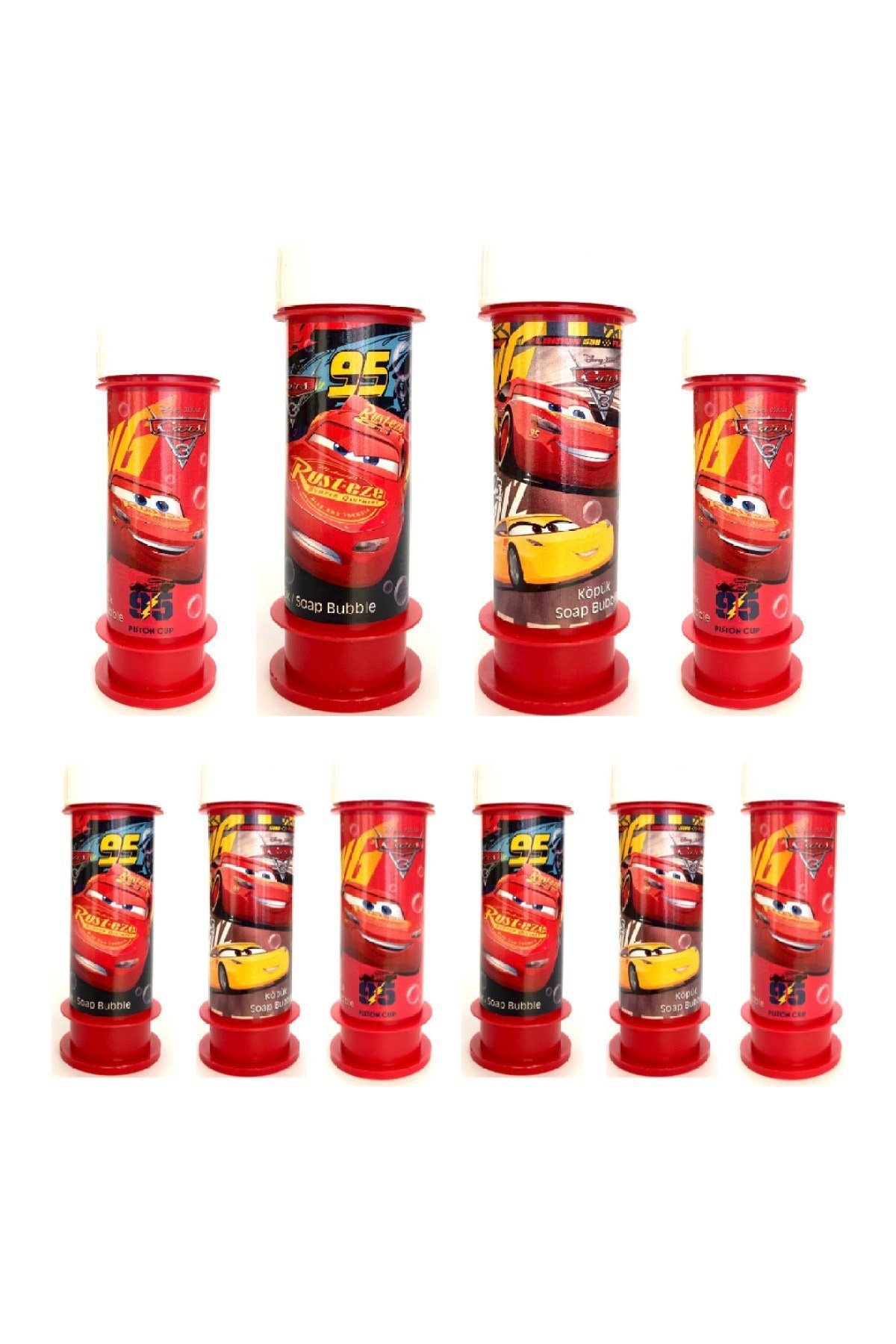 Arabalar Temalı Cars Şimşek Mcqueen Köpük Balon Arabalar Figürlü Köpük Baloncuk 60 ml 10'lu