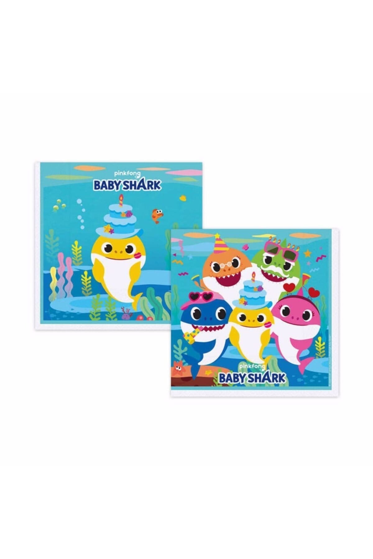 Baby Shark Karakter Temalı Peçete Bebek Köpekbalığı Doğum Günü Parti Konsepti 16 Adet 16x16 Cm