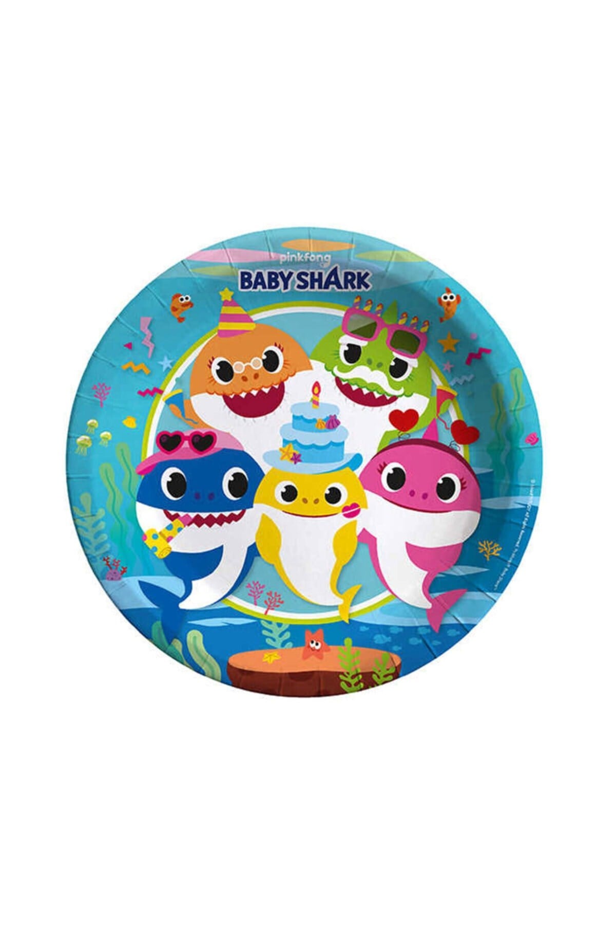 Baby Shark Karakterli 8 Adet Tabak Bebek Köpekbalığı Temalı Konsept Lisanslı 23 Cm Orijinal Ürün
