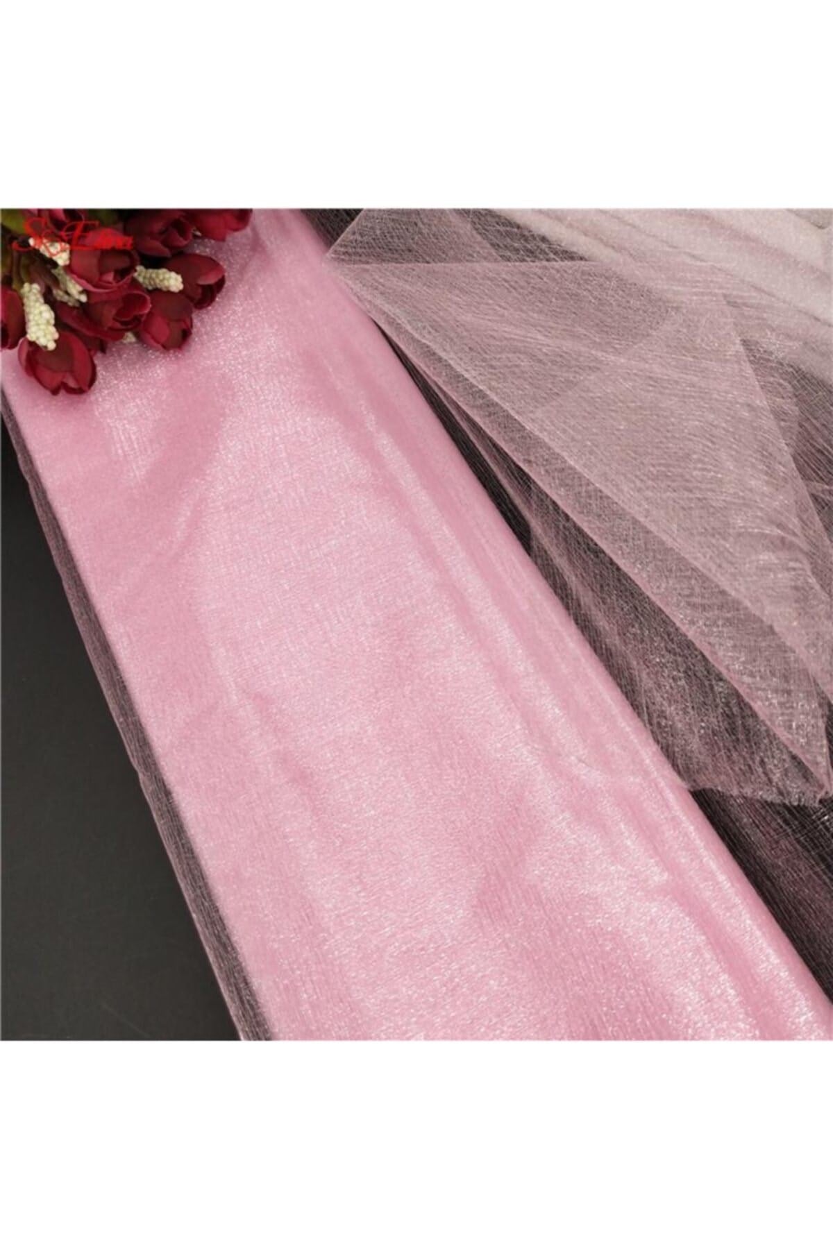 Bebek Pembesi Renk 50 Metre Top Kristal Tül En 3 Metre Soft Nişan Bohçası Valiz Oda Kapı Süsü