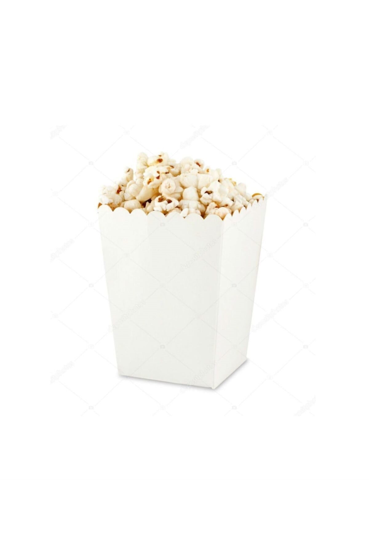 Beyaz Mısır Kutusu 8li Karton Cips Kutusu Düz Renkli 8 Adet Pop Corn Darı Kabı