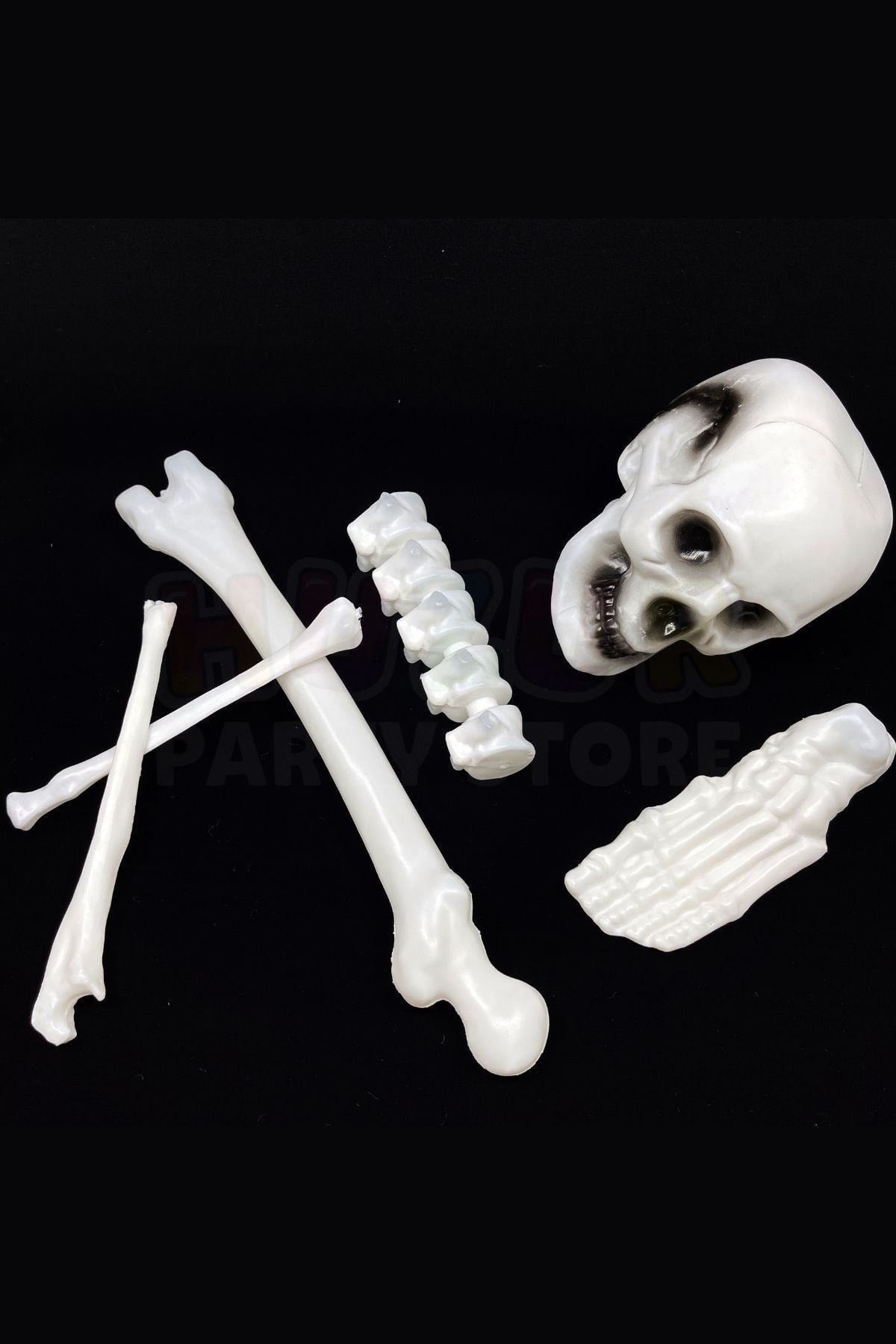 Beyaz Renkli Dekoratif Iskelet Seti Halloween Partisi Cadılar Bayramı Omurga Kafatası Ayak Kemiği