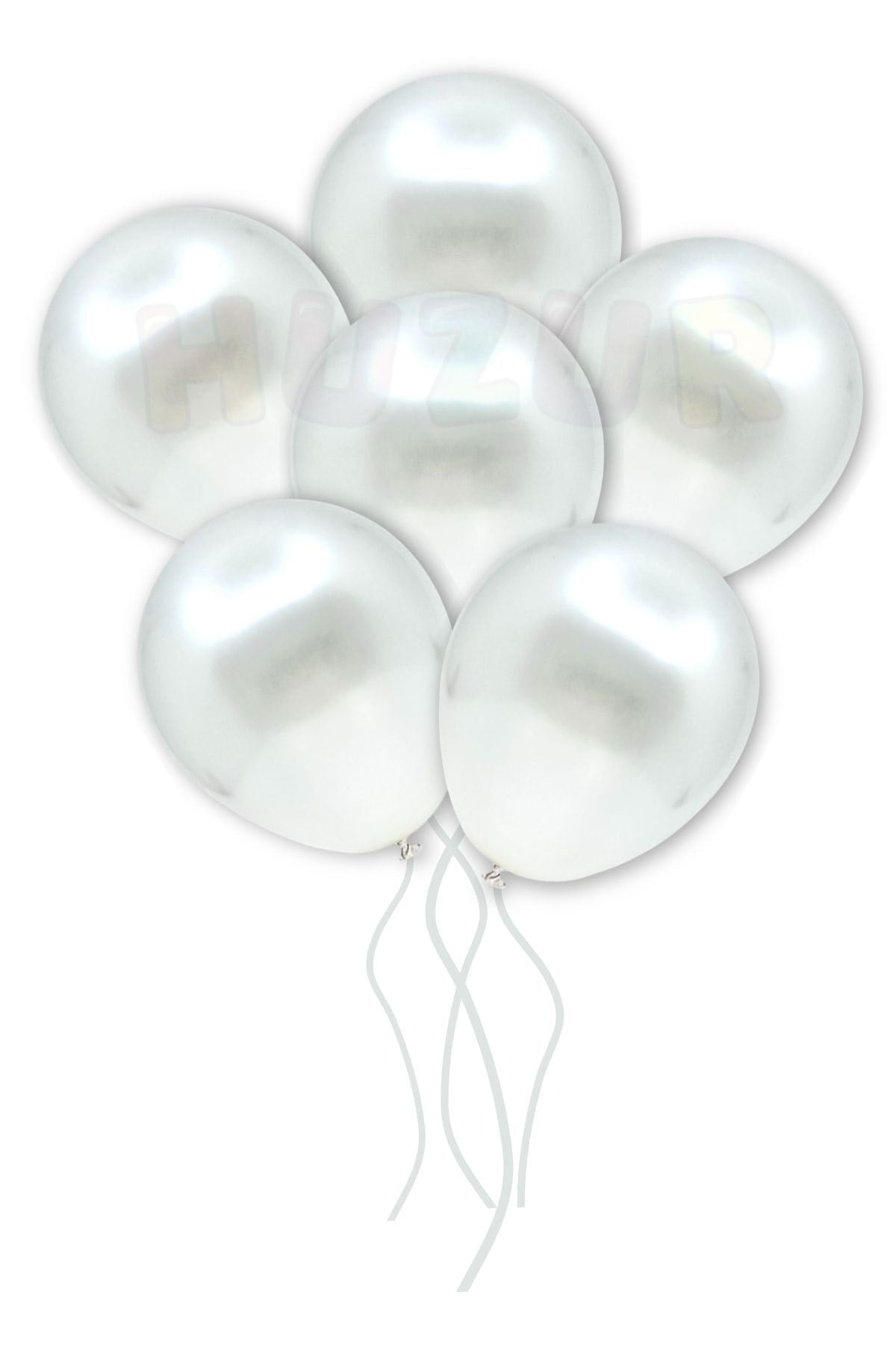 Beyaz Renkli Metalik Balon 50 Adet 30 Cm Lateks Parti Konsept Dekorasyon Kına Doğum Günü Balonu