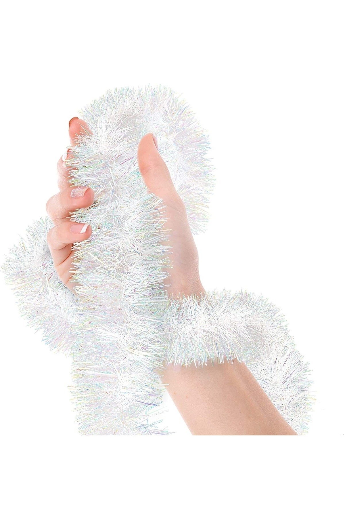 Beyaz Yılbaşı Garland Doğum Günü Simi Çam Ağacı Süsü 200x7 Cm Boyuna Asılan Boyna Takılan Parti Sim