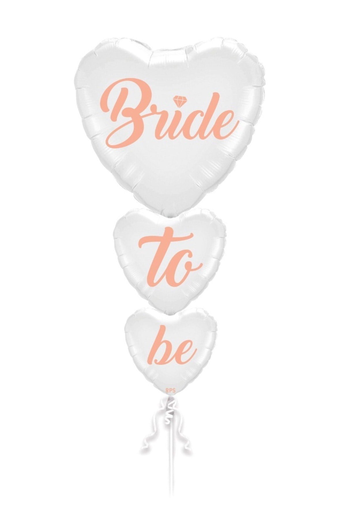 Bride To Be 3lü Folyo Balon Seti Beyaz Üstüne Rose Gold Renk Birleşik Kalpler 100 Cm Bekarlığa Veda