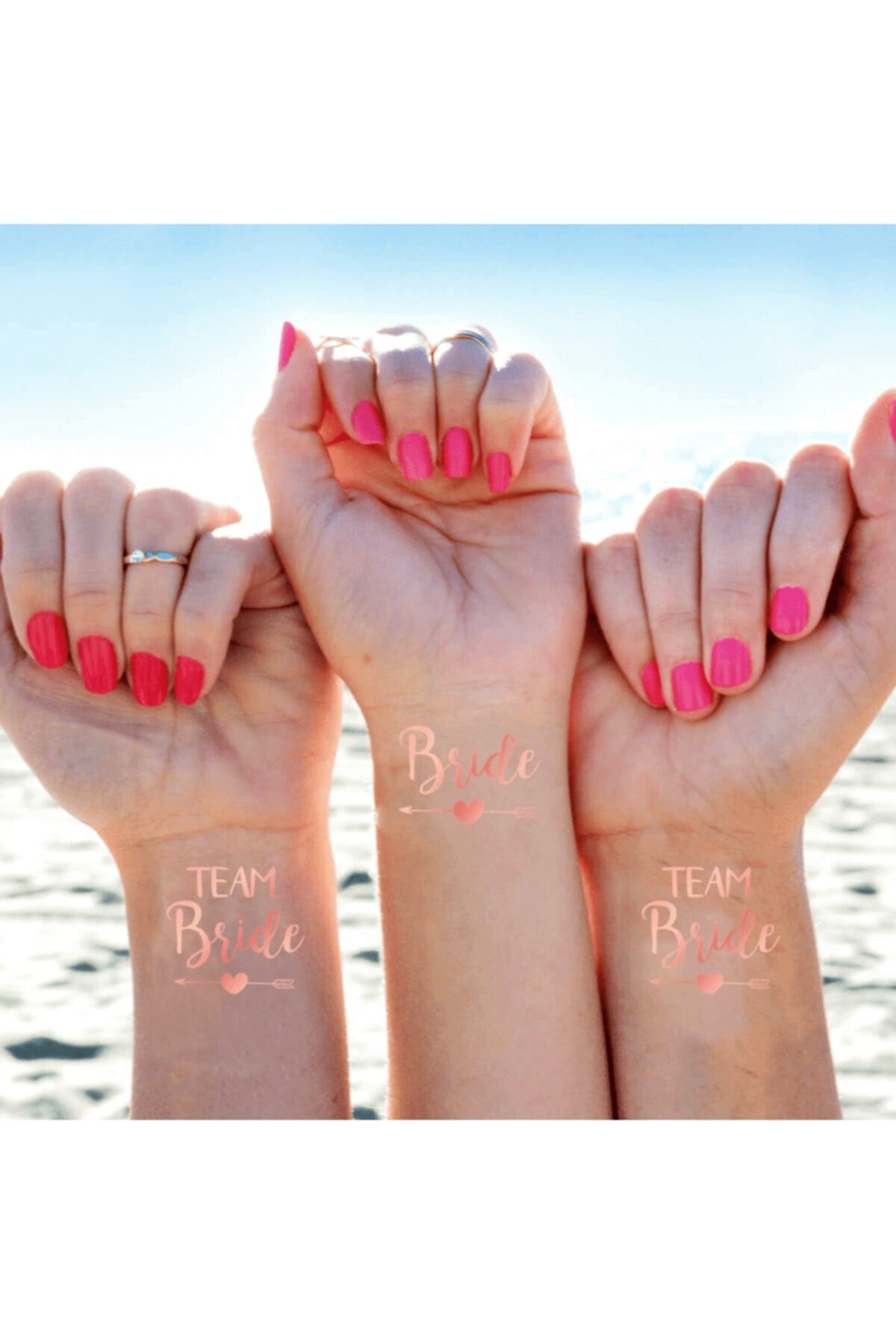 Bride To Be Konsepti 1 Bride 10 Team Bride Rose Gold Renkli Geçici Dövme Bekarlığa Veda Partisi