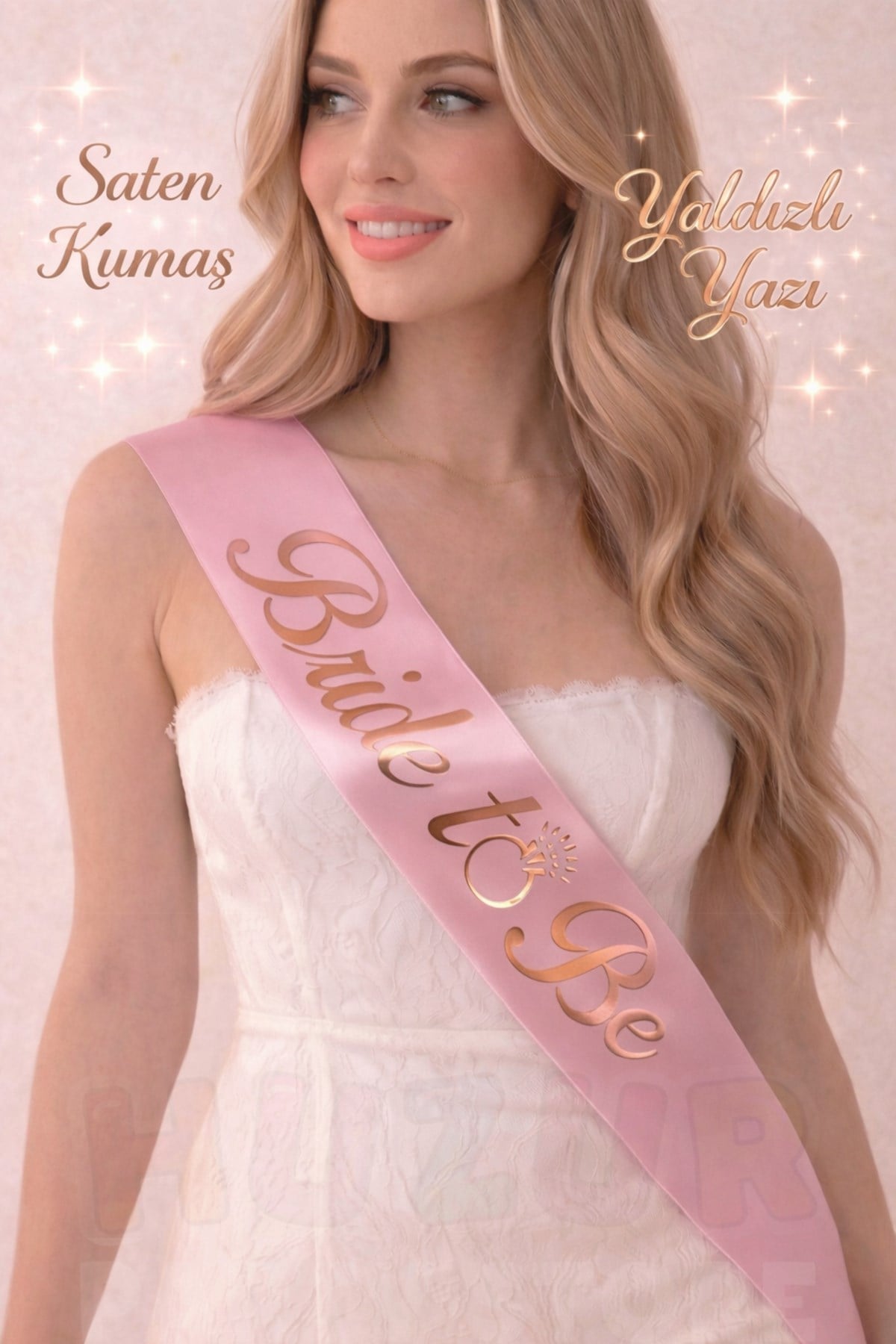 Bride To Be Pembe Üstüne Rose Gold Yaldızlı Kuşak Yüzük Detaylı Bekarlığa Veda Partisi Konsepti