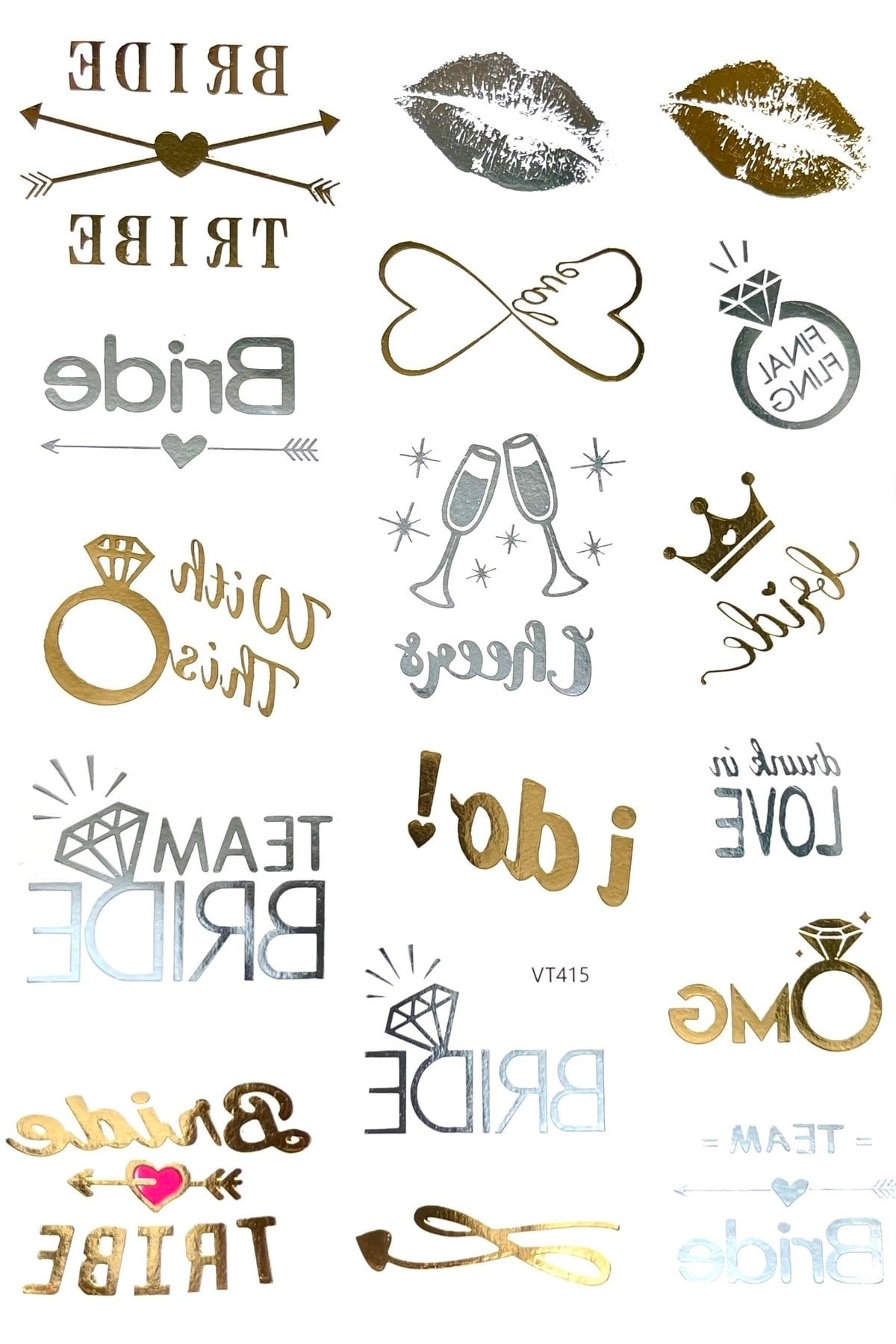 Bride To Be Team Bride 17 Adet Karışık Modelli Renkli Geçici Parlak Dövme Bekarlığa Veda Partisi