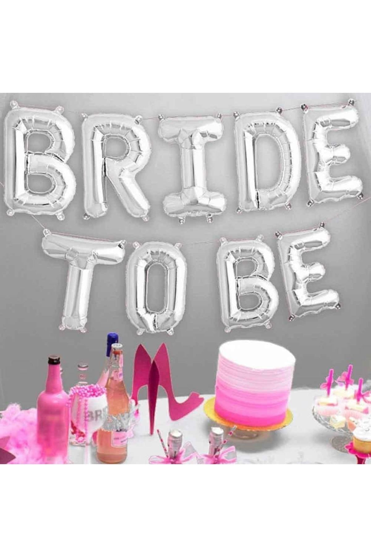 Bride To Be Yazılı Folyo Balon Konsept Gümüş Renkli Gri Bekarlığa Veda Partisi Büyük Balon