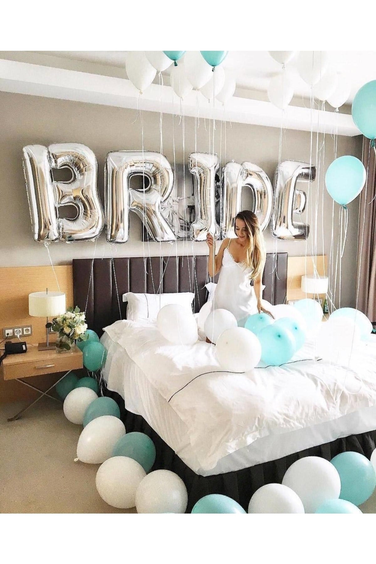 Bride Yazılı Büyük Boy Her Harf 100 Cm Folyo Balon Gümüş Renkli Gri Renginde Bekarlığa Veda Partisi