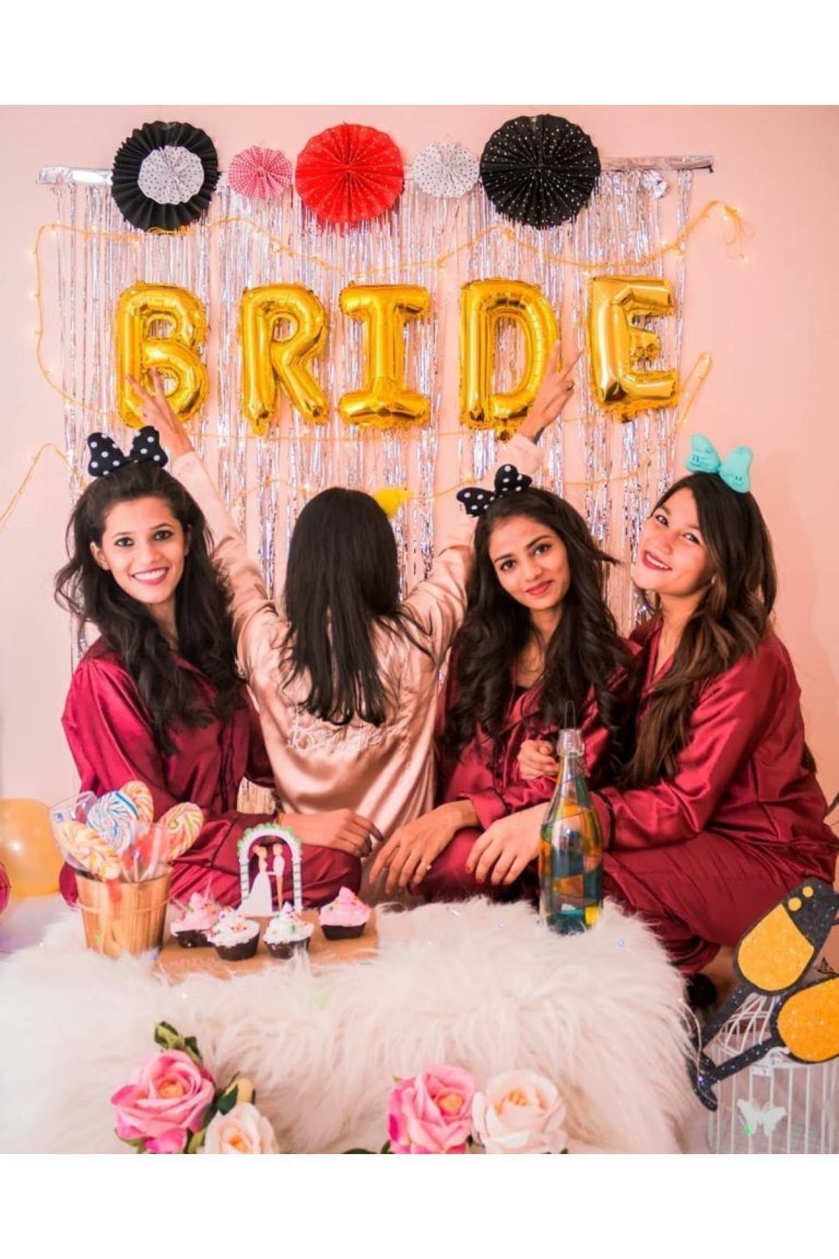 Bride Yazılı Folyo Balon Konsept Gold Renkli Altın Sarısı Bekarlığa Veda Partisi Büyük Balon