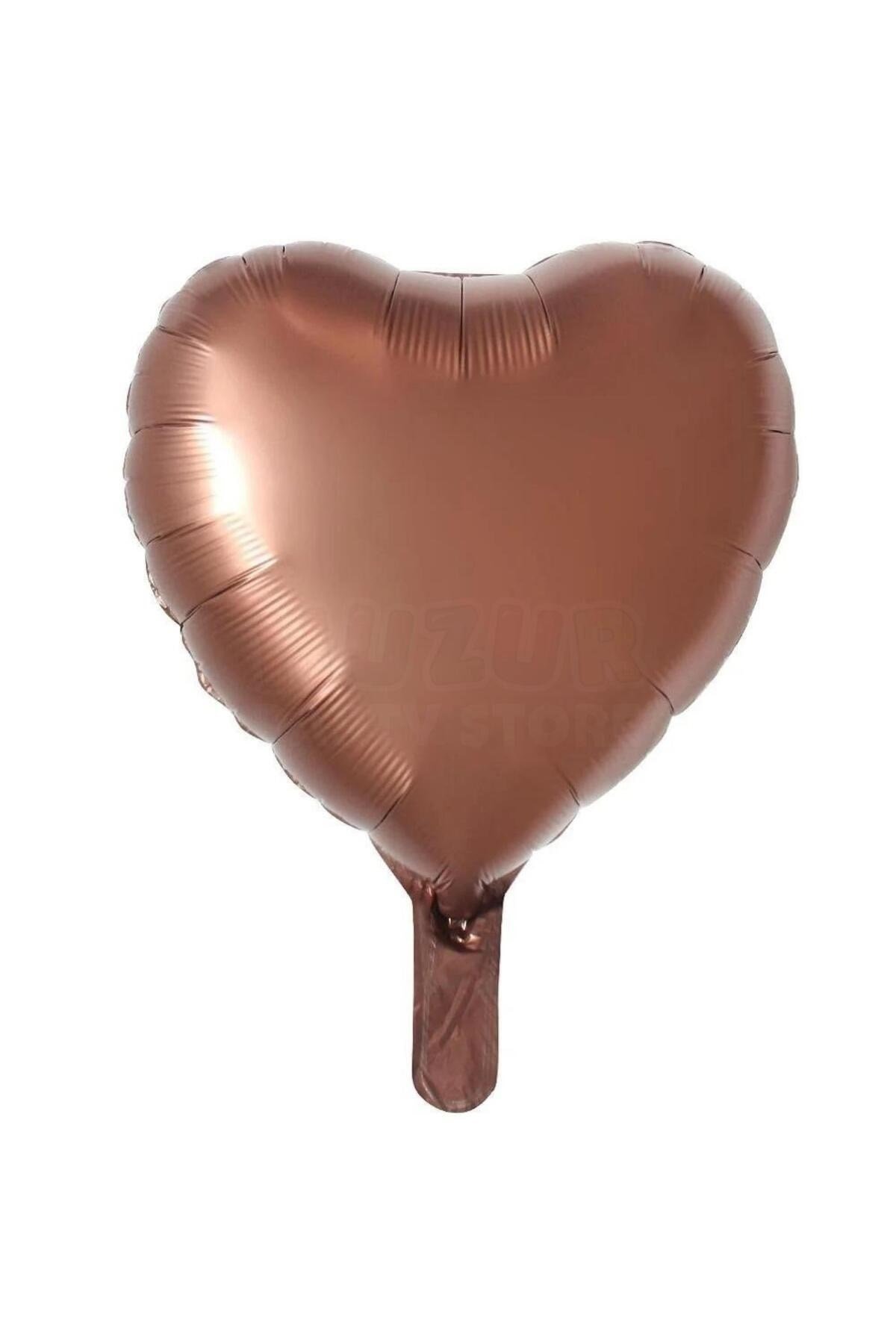 Çikolata Rengi Kalp Folyo Balon 45 Cm 18 inç Helyuma Uyumlu Kahverengi Parti Doğum Günü Balonu