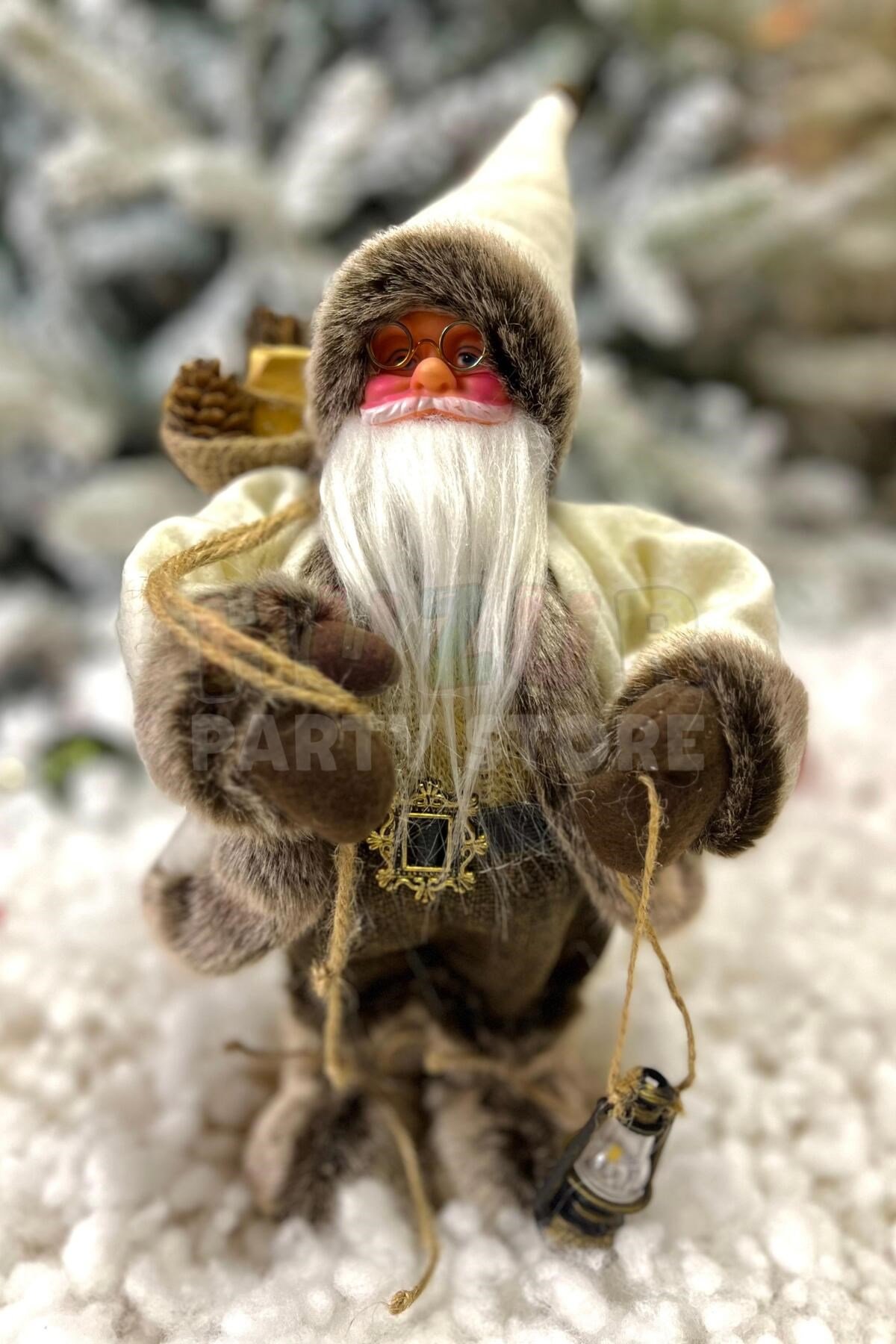 Dans Eden Noel Baba Müzikli Işıklı 30 Cm Soğuktan Yanakları Kızarmış Torbalı Yılbaşı Yeni Yıl Süsü