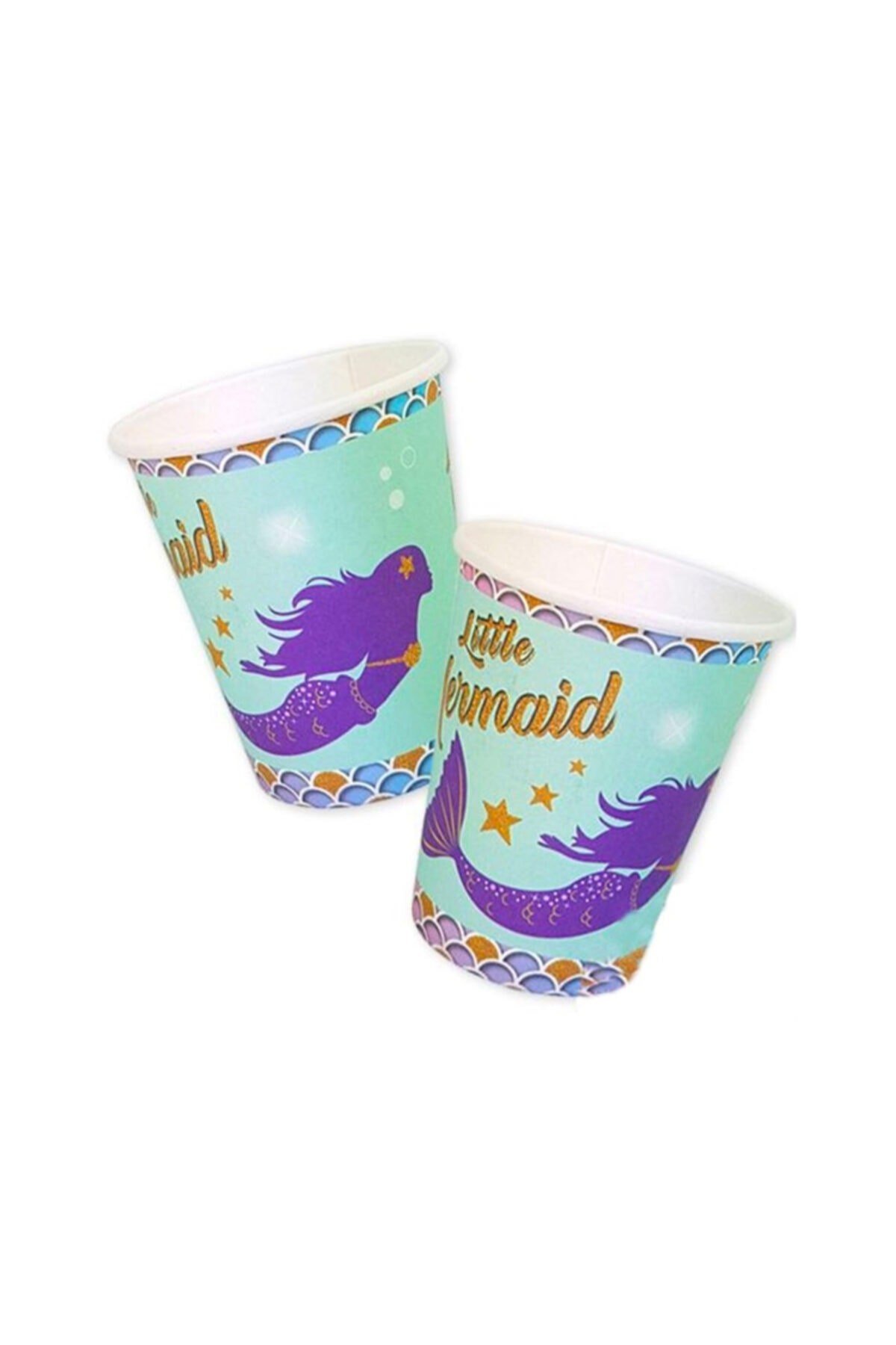 Deniz Kızı Temalı Bardak 8 Adet Deniz Atı Yıldız Ahtopot Konsept Little Mermaid Lisanslı Ürün