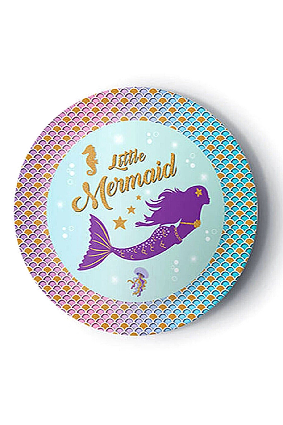 Deniz Kızı Temalı Tabak 8 Adet Deniz Atı Yıldız Ahtopot Konsept Little Mermaid 23 Cm Lisanslı Ürün
