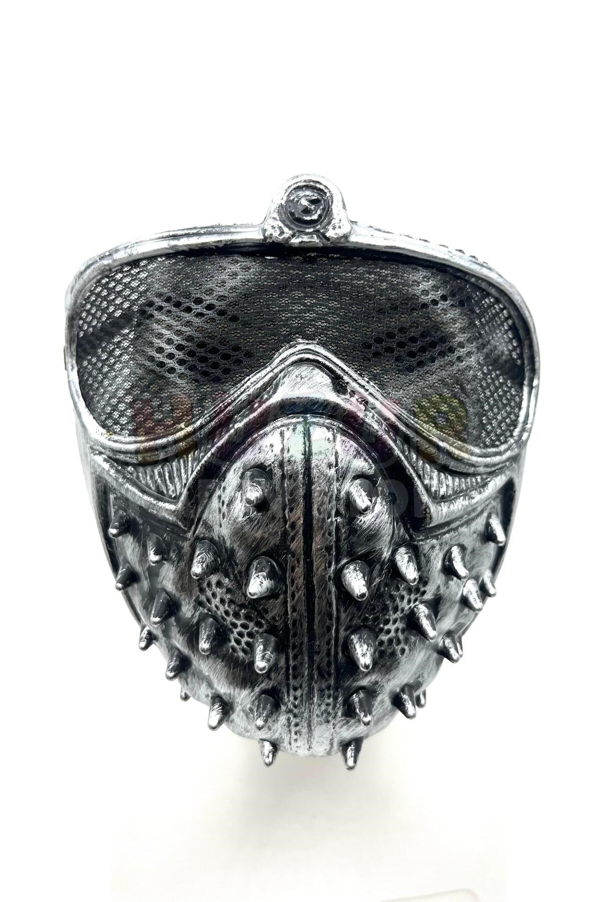 Dikenli Eylemci Gaz Maskesi Gümüş Maske Göz Kısmı X boyalı Halloween Partisi Cadılar Bayramı Unisex