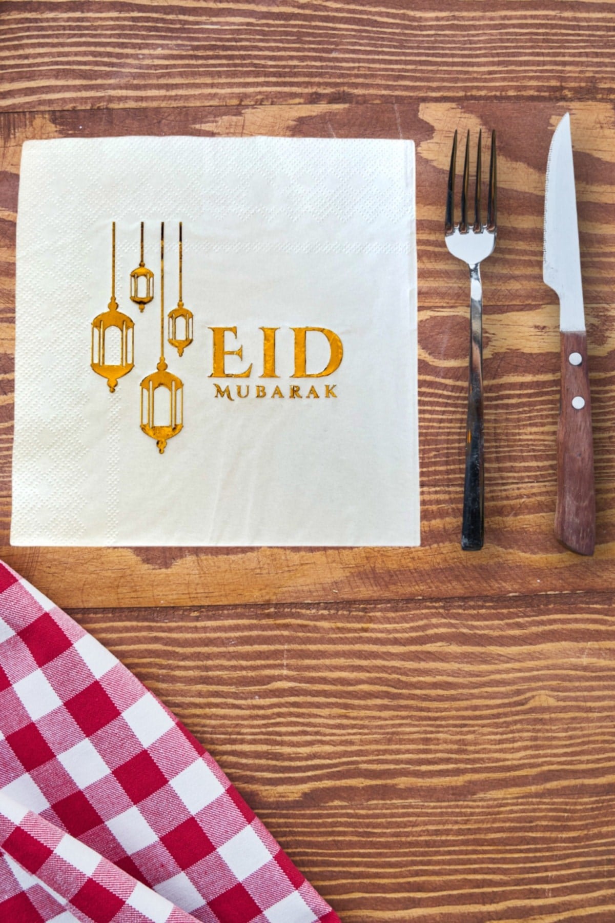 Eid Mubarak Yazılı Gold Yaldızlı Peçete 16lı 16x16 Cm Altın Varaklı Ramazan Bayram Temalı Dini Süsü