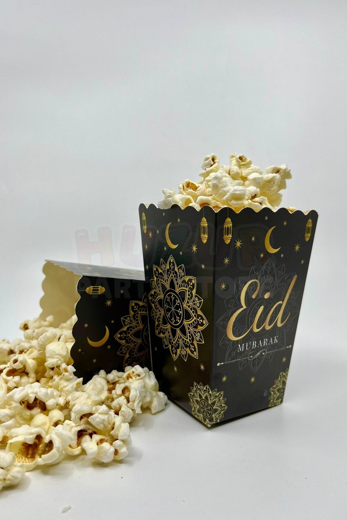Eid Mubarak Yazılı Mısır Kutusu 8 Adet 8x12 Cm Pop Corn Darı Kabı Ramazan Bayramı Cips Kutusu Gb