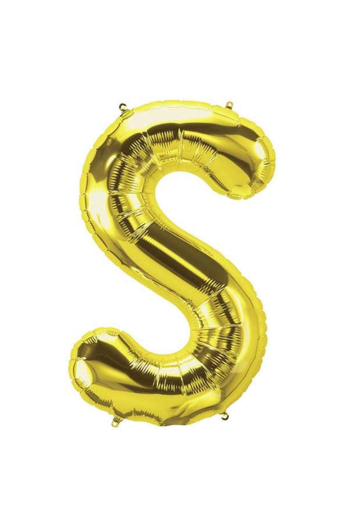 Gold Büyük Boy Sarı Folyo Balon 40 Inç Altın S Harfi 100 Cm