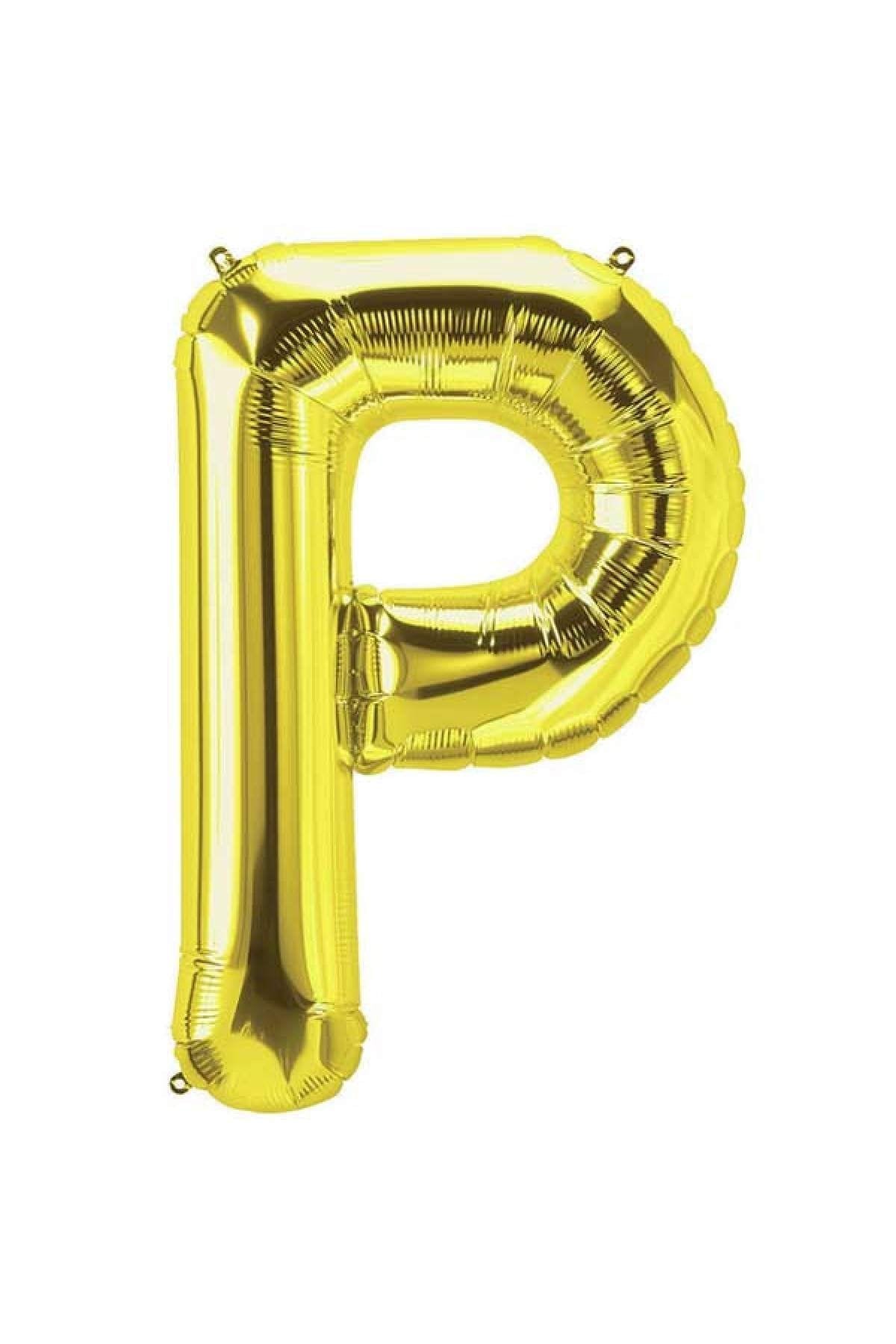 Gold Küçük Boy Sarı Folyo Balon 16 Inç Altın P Harfi 40 cm