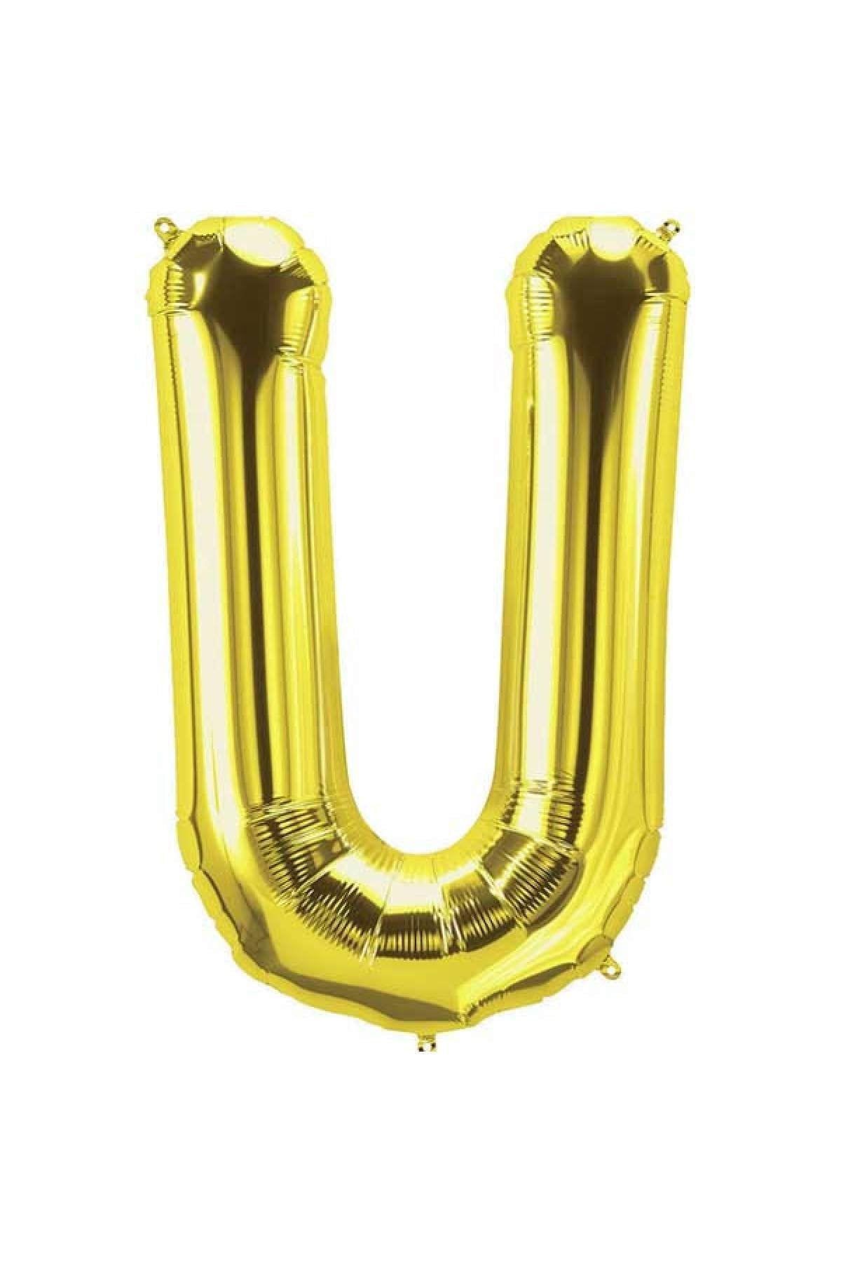 Gold Orta Boy Sarı Folyo Balon 34 Inç Altın U Harfi 75 Cm