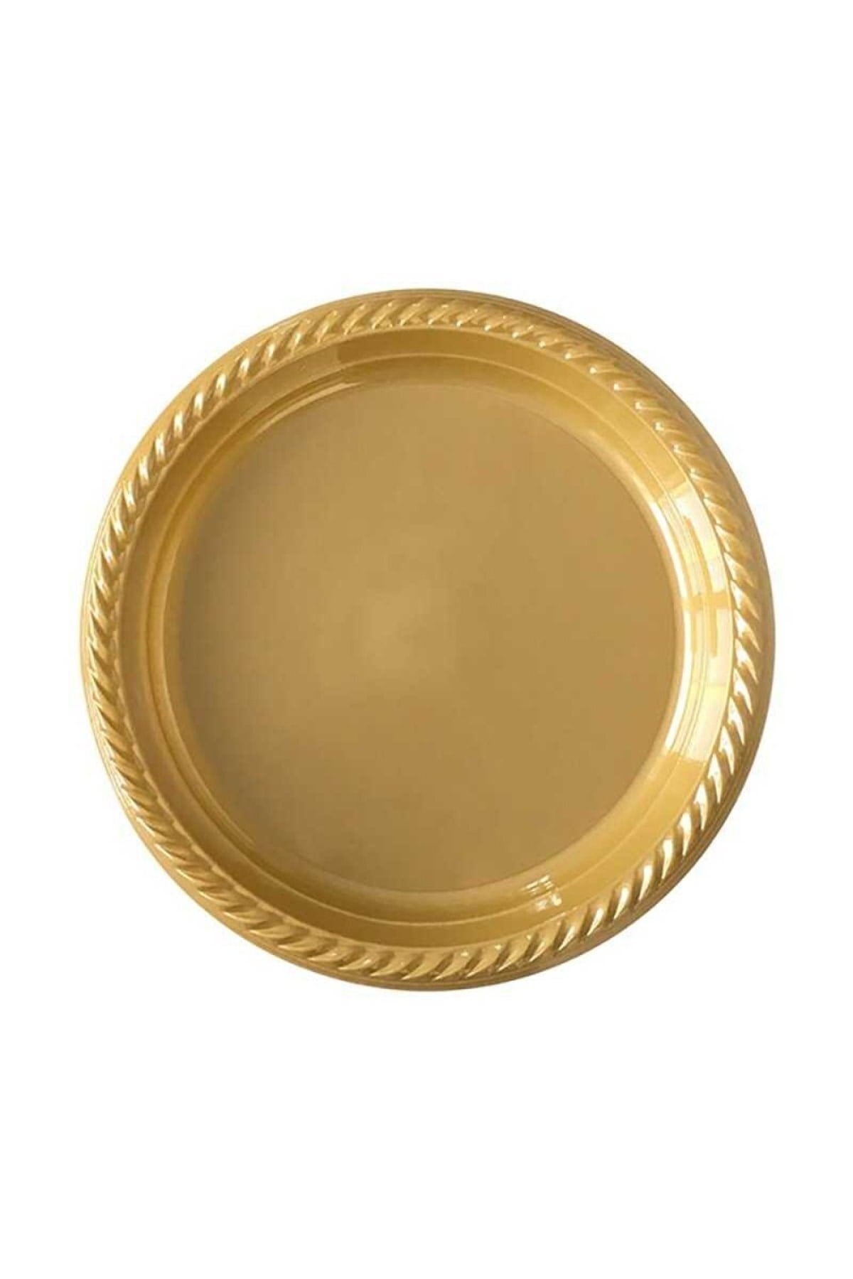 Gold Renginde 22cm 25li Parlak Tabak Renkli Dayanıklı Altın Plastik Doğum Günü Parti Tabağı