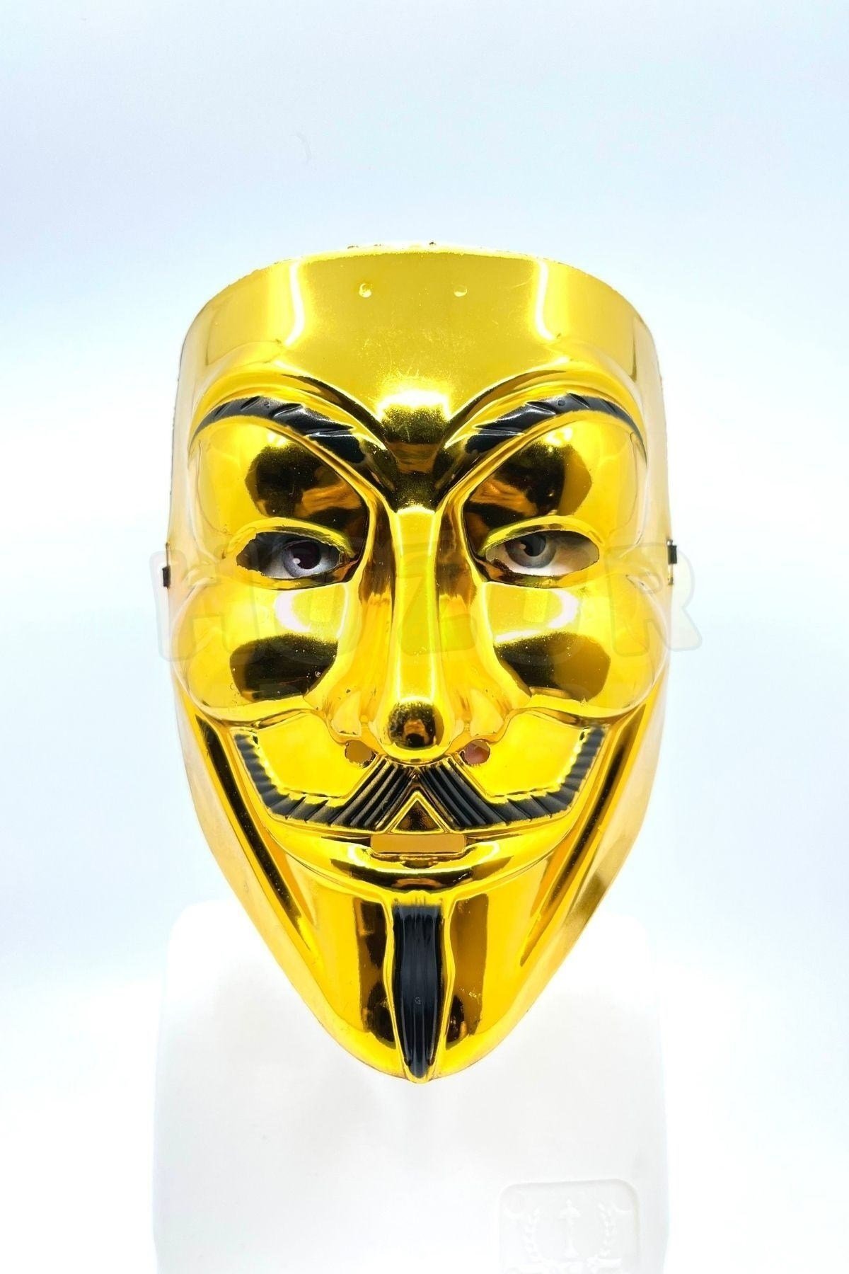 Gold Vendetta Maske Halloween Partisi Cadılar Bayramı Süsü Altın Sarısı Her Kafaya Uygun Unisex