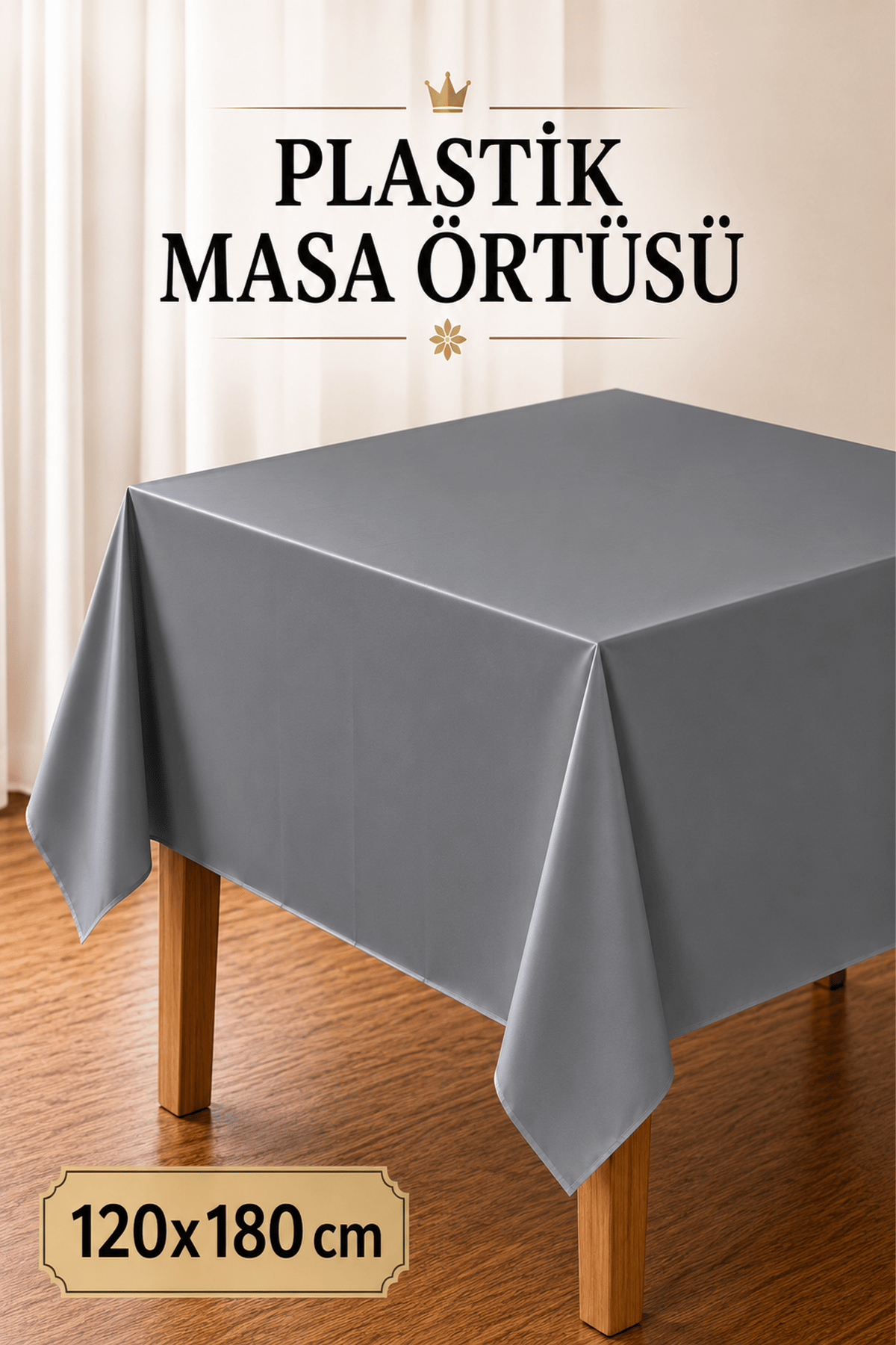 Gümüş Renk Kullan At 120x180 Cm Doğum Günü Partisi Için Düz Silver Rengi Plastik Gri Masa Örtüsü
