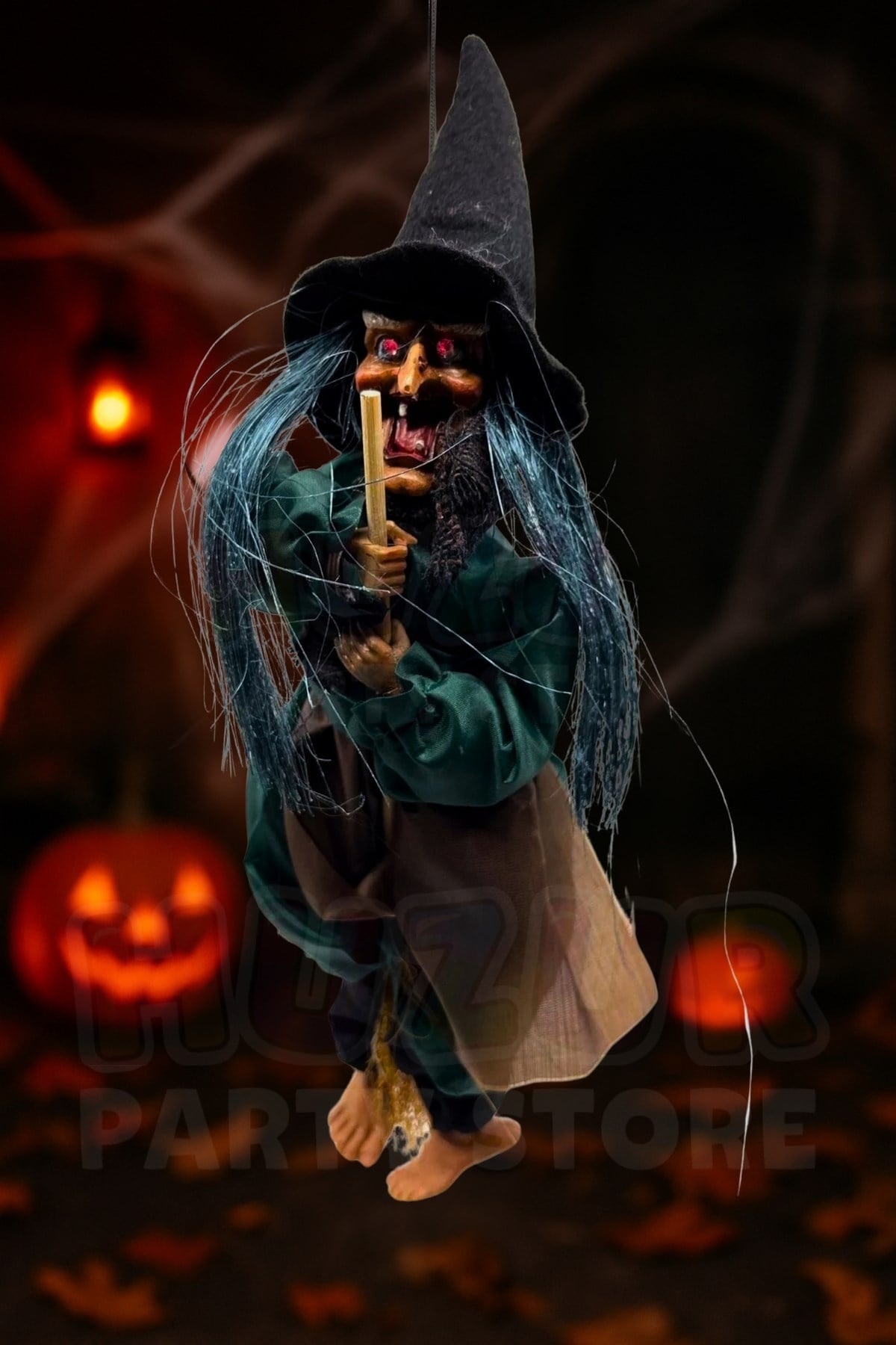 Halloween Cadı 30 Cm Cadı Gülüşü Sesi Çıkaran Gülerken Gözlerinin Işığı Yanan Cadılar Bayramı Dekoru