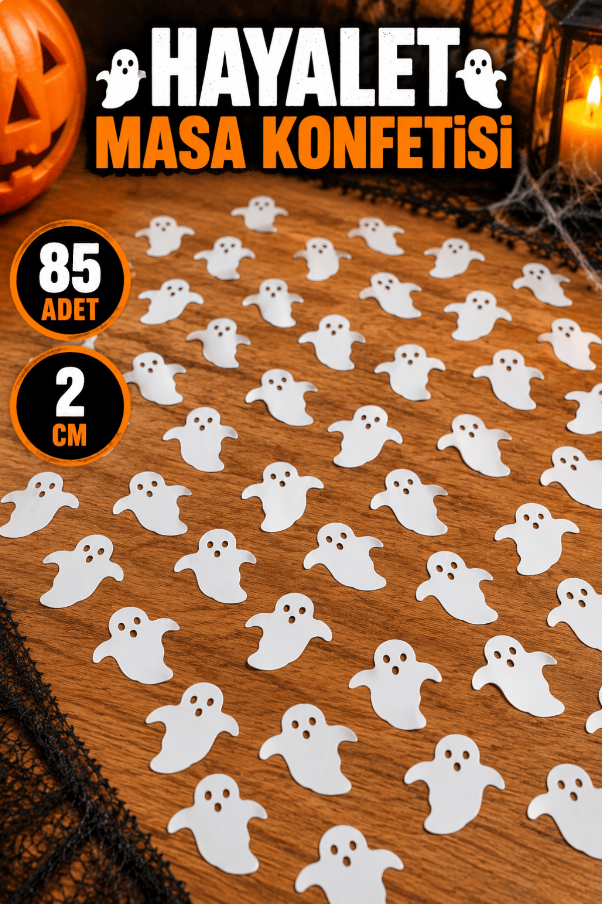 Halloween Hayalet Serpiştirmelik Masa Konfeti Cadılar Bayramı Partisi 2 cm 85 Adet Parlak Plastik