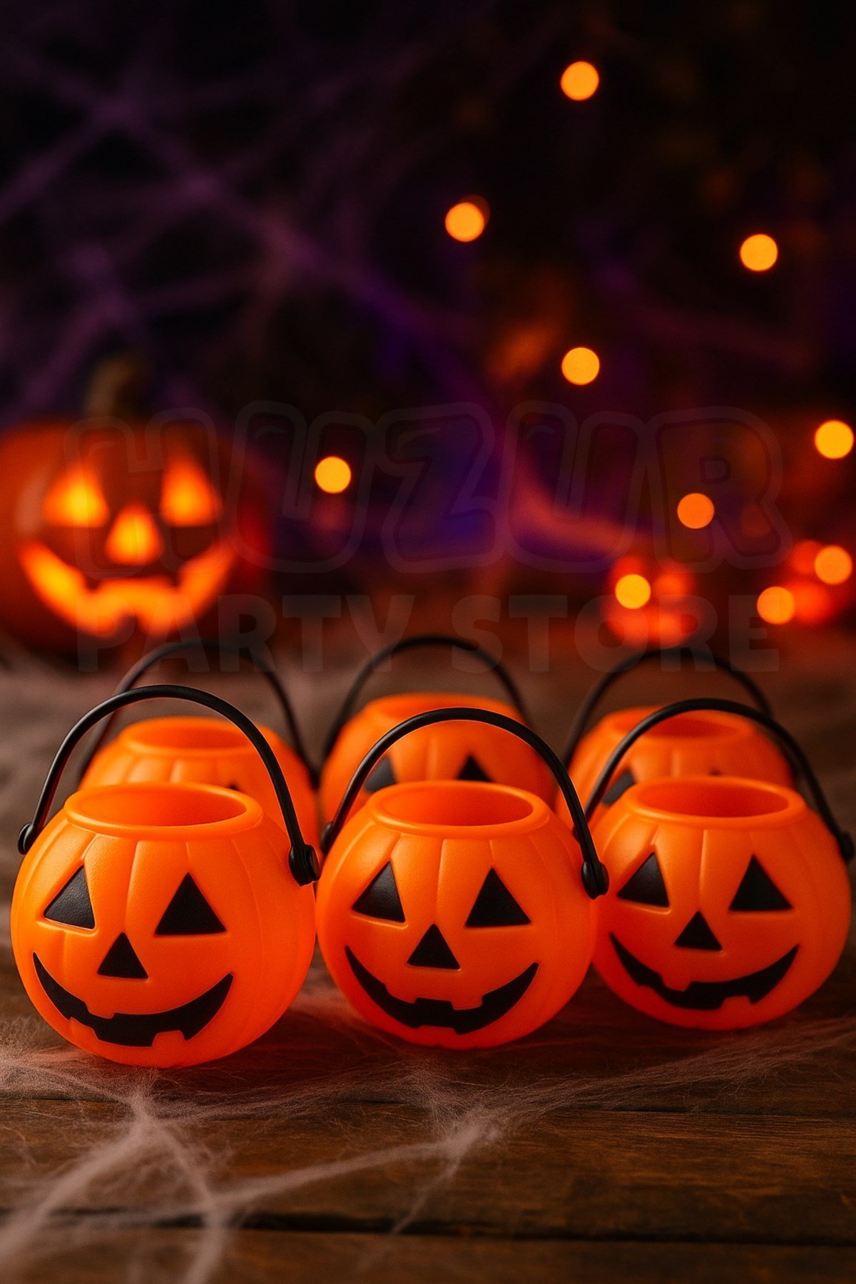 Halloween Mumluk 6'lı Turuncu Renkli Tealight Pilli Pilsiz Mum Koyulabilen Dekoratif Cadılar Bayramı