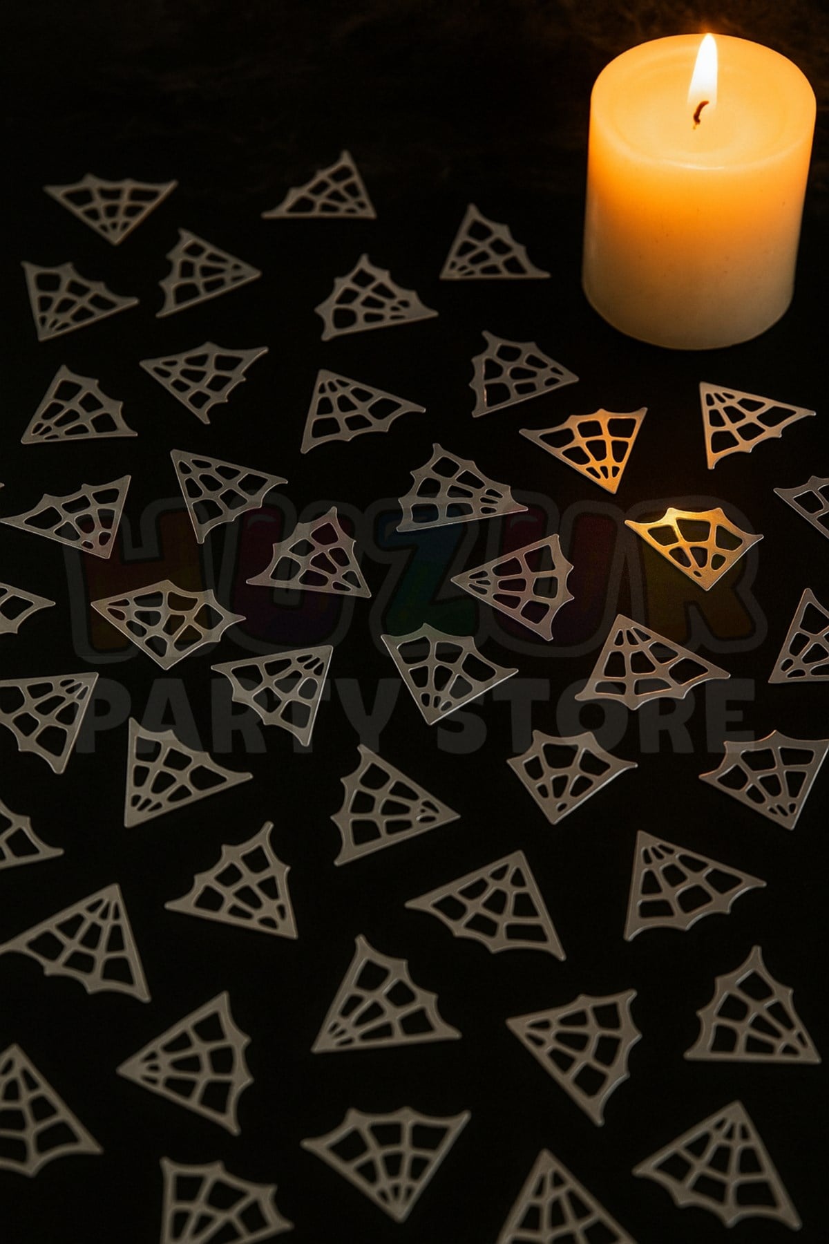 Halloween Örümcek Ağı Serpiştirmelik Masa Konfeti Hologramlı Cadılar Bayramı 2.5 Cm 85 Adet