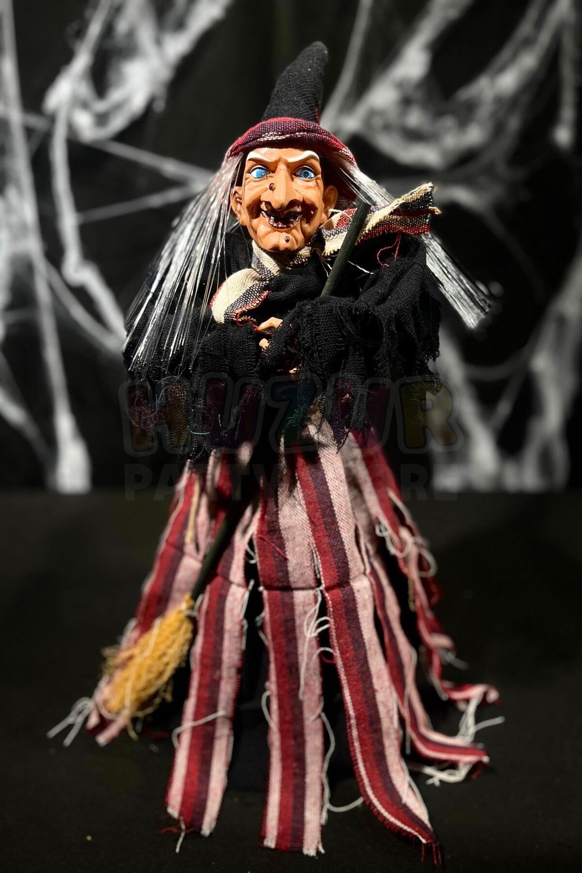 Halloween Partisi Cadı 50 Cm Işıklı Sesli Sese Duyarlı Özel Dokuma Kıyafetli Cadılar Bayramı Dekoru