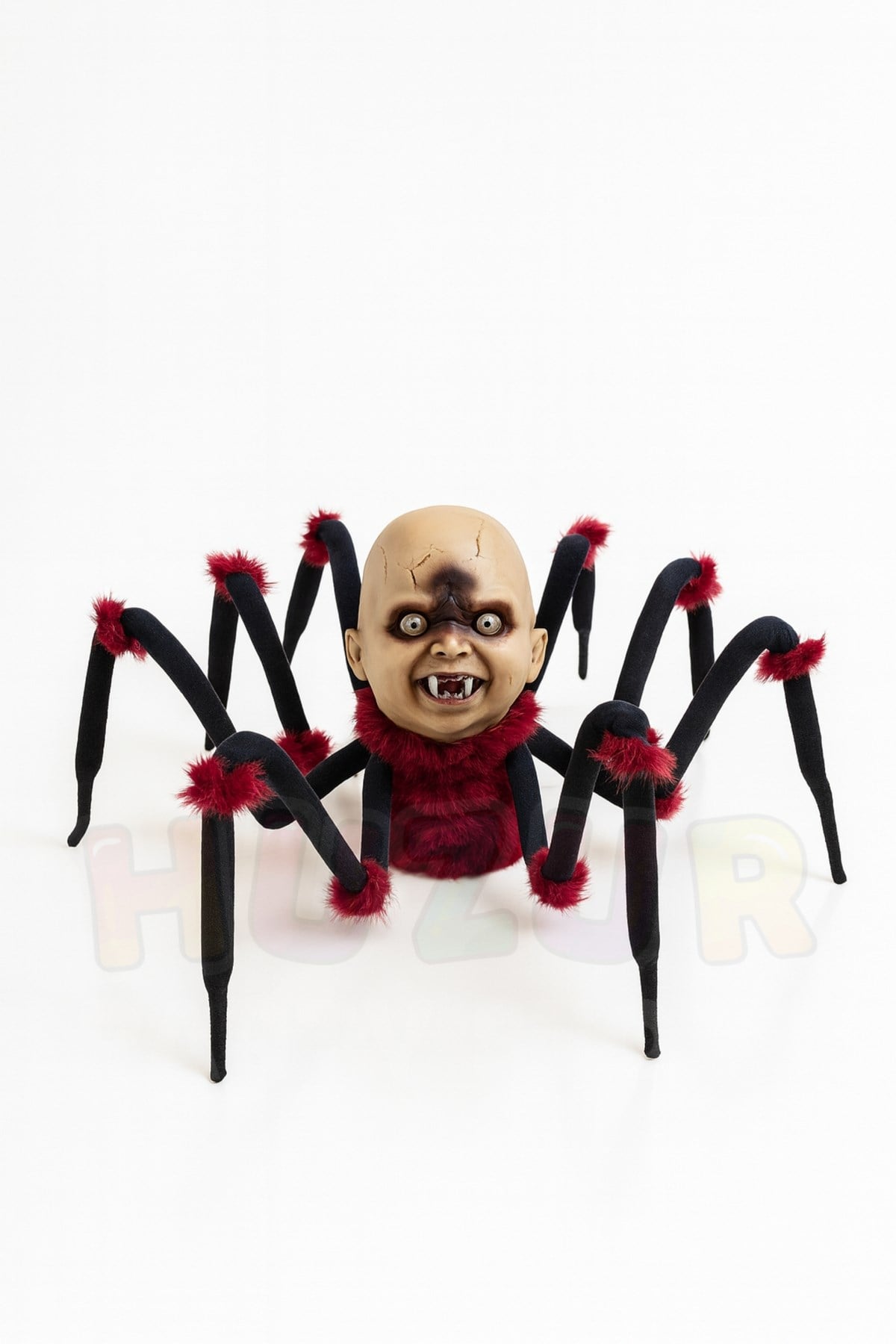 Hareket Eden Sesli Işıklı Örümcek Bebek 70 Cm Pilli Tüylü Halloween Cadılar Bayramı Sese Duyarlı