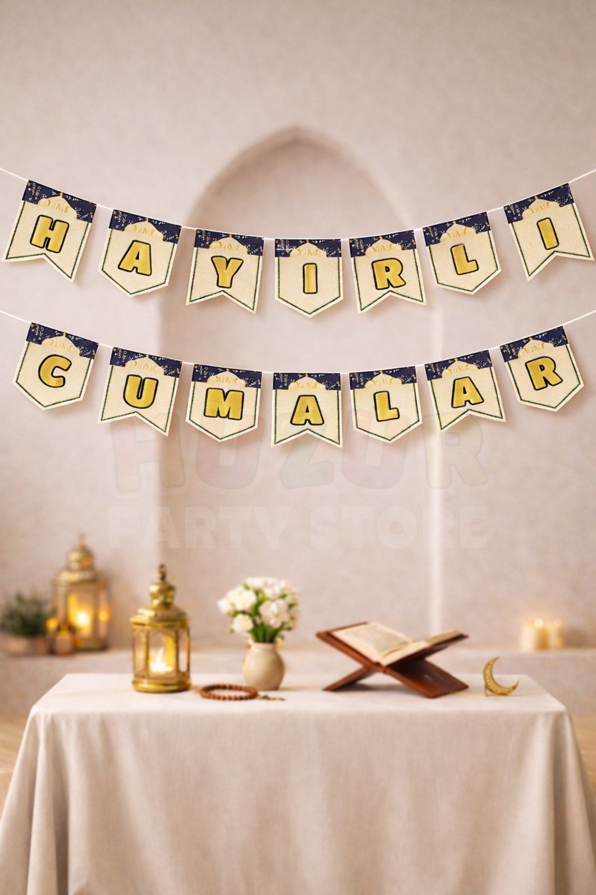 Hayırlı Cumalar Yazılı Asmalı Banner 200 Cm Cumanız Mübarek Olsun İslami Dini Süs Ramazan Cuma Dekor
