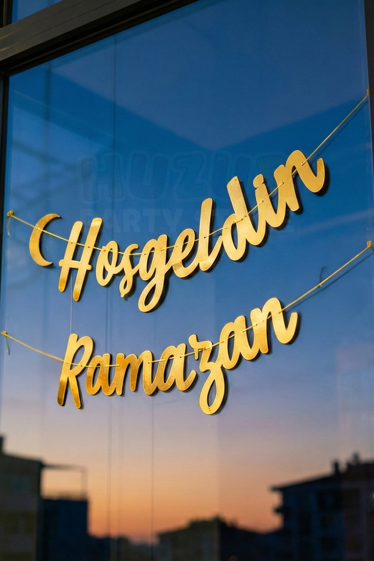 Hoşgeldin Ramazan Yazılı Kaligrafi Banner Gold Renkli 200x30 Cm Ramazan Bayramı Altın Renginde Süs