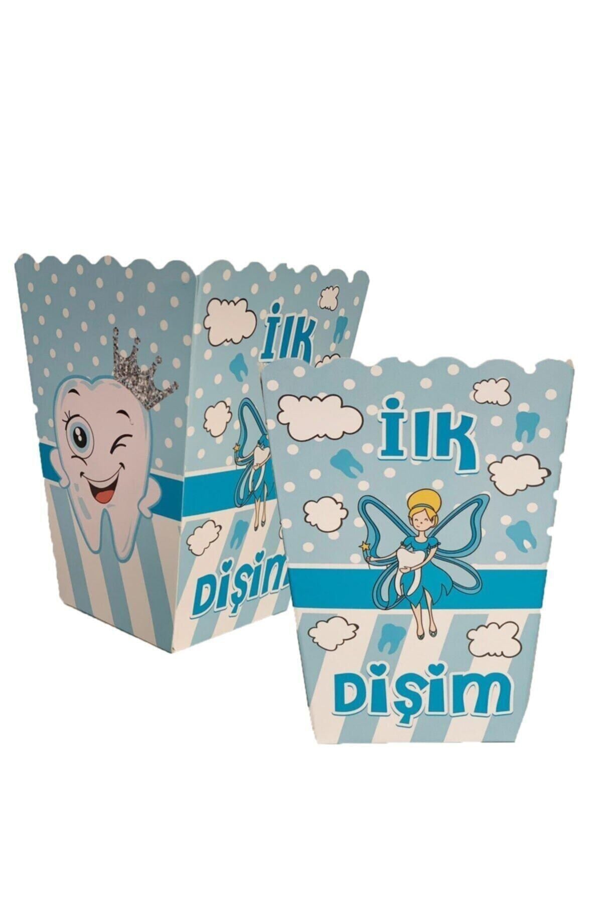Ilk Dişim Yazılı Mavi Mısır Kutusu 8 Adet Inci Dişli Temalı Diş Buğdayı Erkek Konsepti Diş Partisi