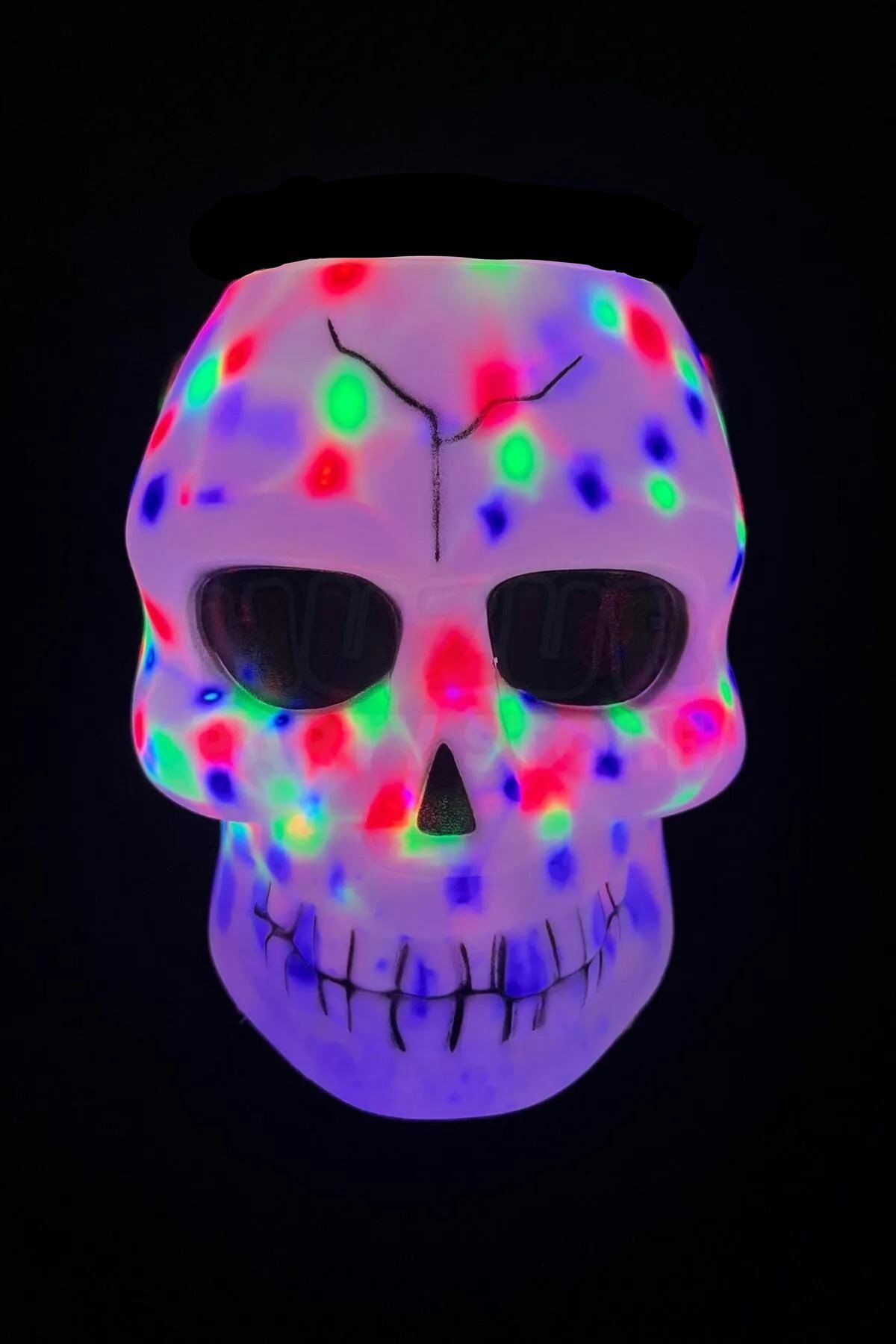 Işıklı Sesli İskelet Şeker Kovası 18x13 Cm Pilli Kurukafa Halloween Partisi Cadılar Bayramı Dekoru
