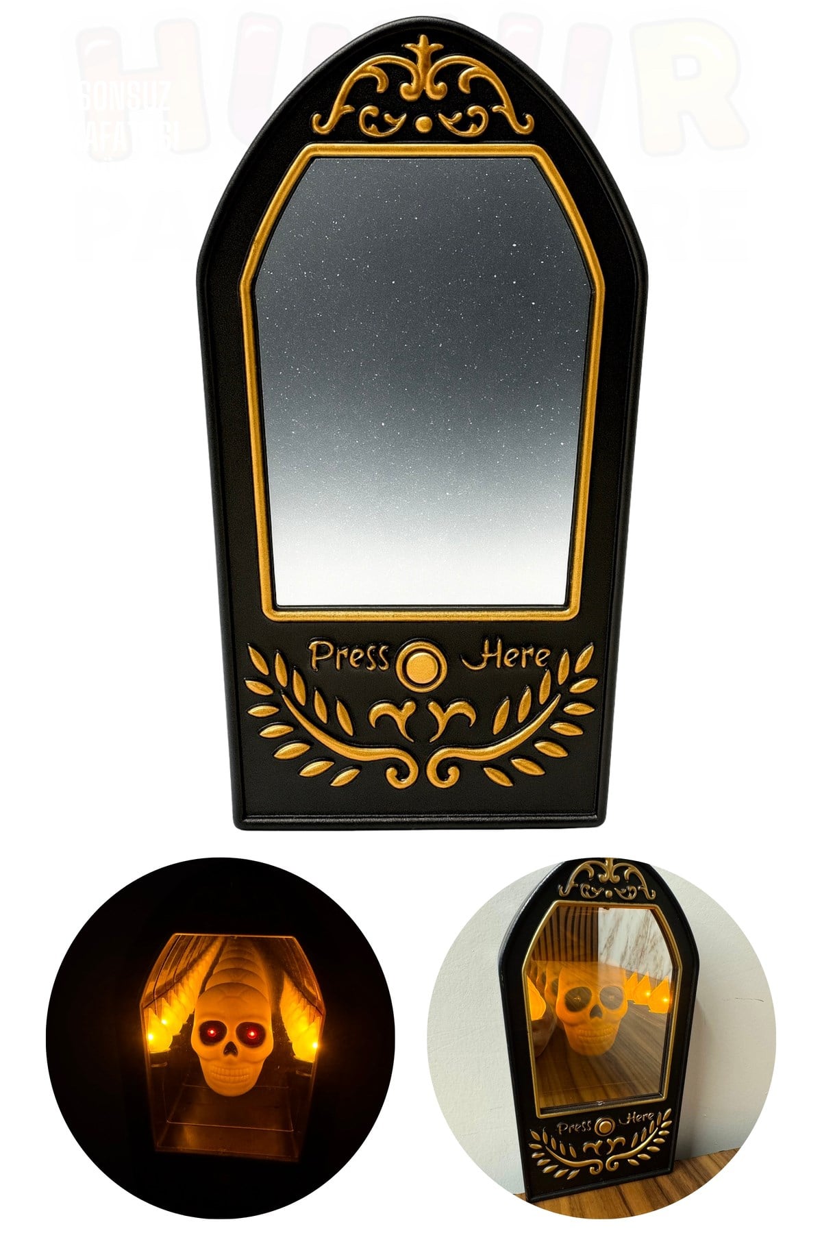 Işıklı Sesli Sonsuz Kafatası Işıklı Kapı Zili 19x10 Cm Asma Aparatlı Halloween Cadılar Bayramı