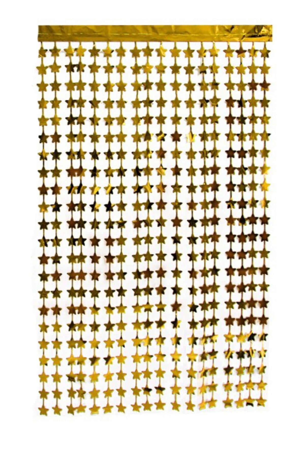 Işıltılı Yıldızlı Ramazan Bayramı Gold Arka Fon Kendinden Yapışkanlı Altın Sarısı Yıldız Duvar Perde