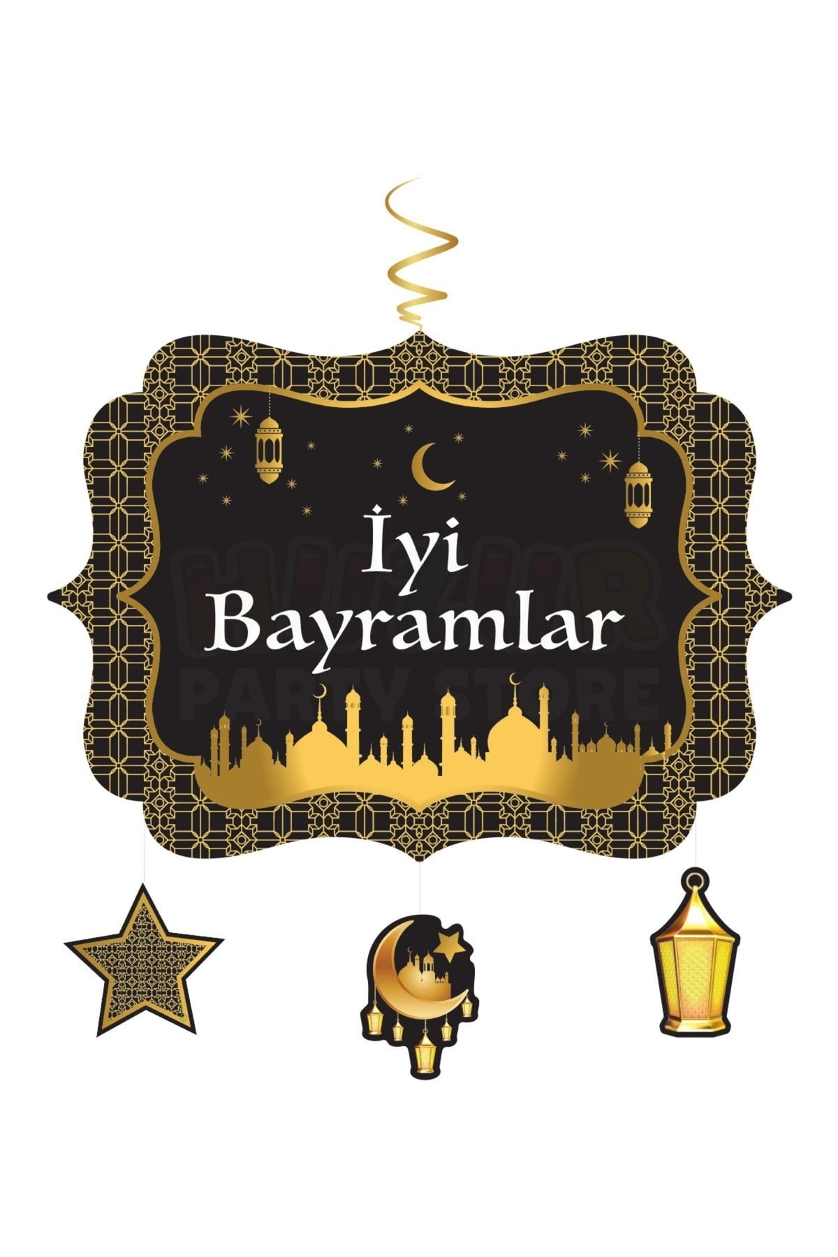 Iyi Bayramlar Yazılı Asmalı Tavan Sarkıt Süsü Ramazan Bayramı 130x34 Cm Islami Temalı Dini Süsü Gb