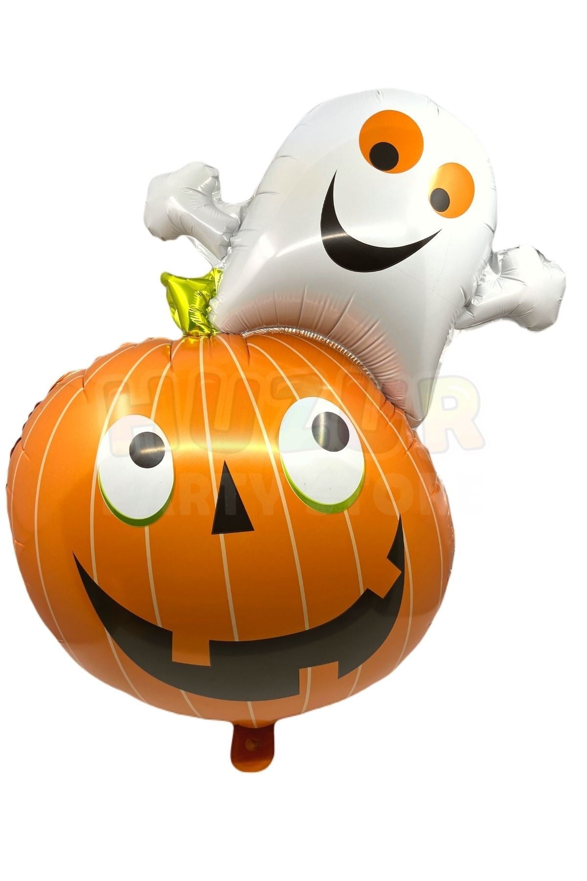 Kabak Hayalet Cadılar Bayramı Folyo Balonu Halloween Partisi Turuncu Beyaz Renkli 80x60 Cm Süs