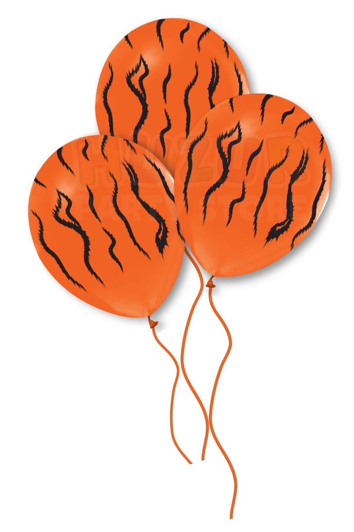 Kaplan Desen Baskılı Turuncu Balon 10 Adet 30 Cm Safari Konsept Temalı Çizgi Detaylı Doğum Günü
